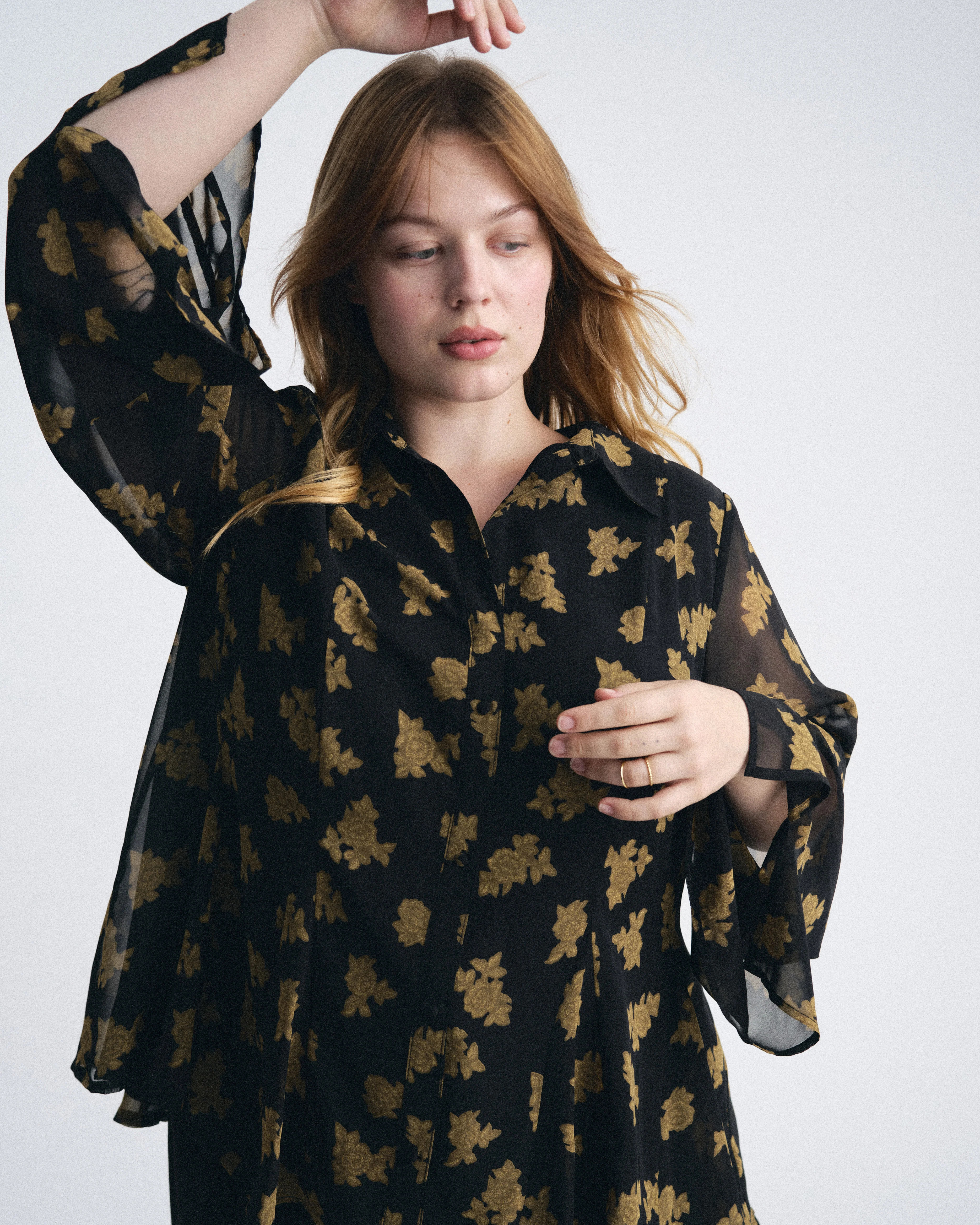 Evie Chiffon Blouse - Gold Heirloom Print - Image 8