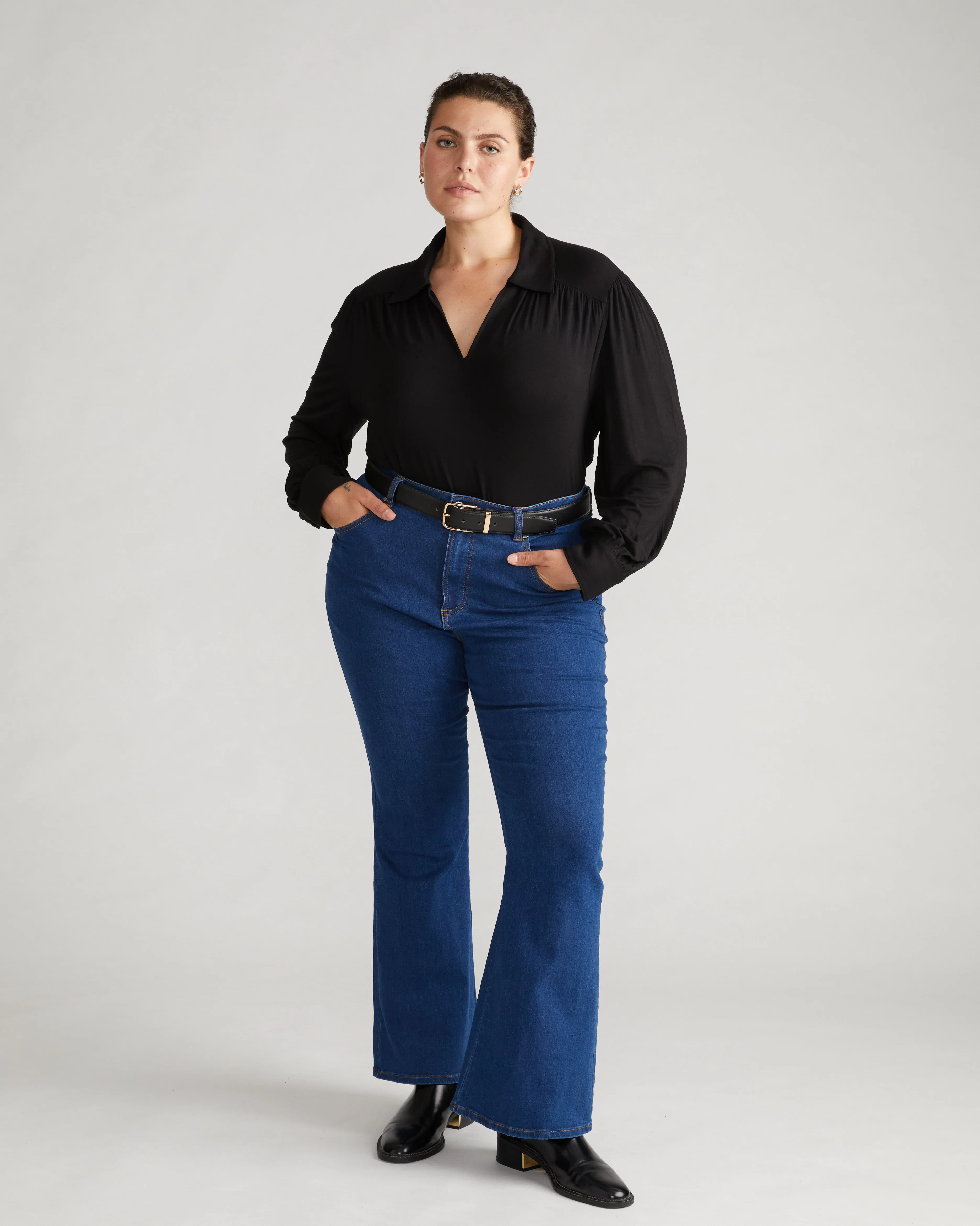 Farrah High Rise Flared Jeans - Pure Blue - Image 2