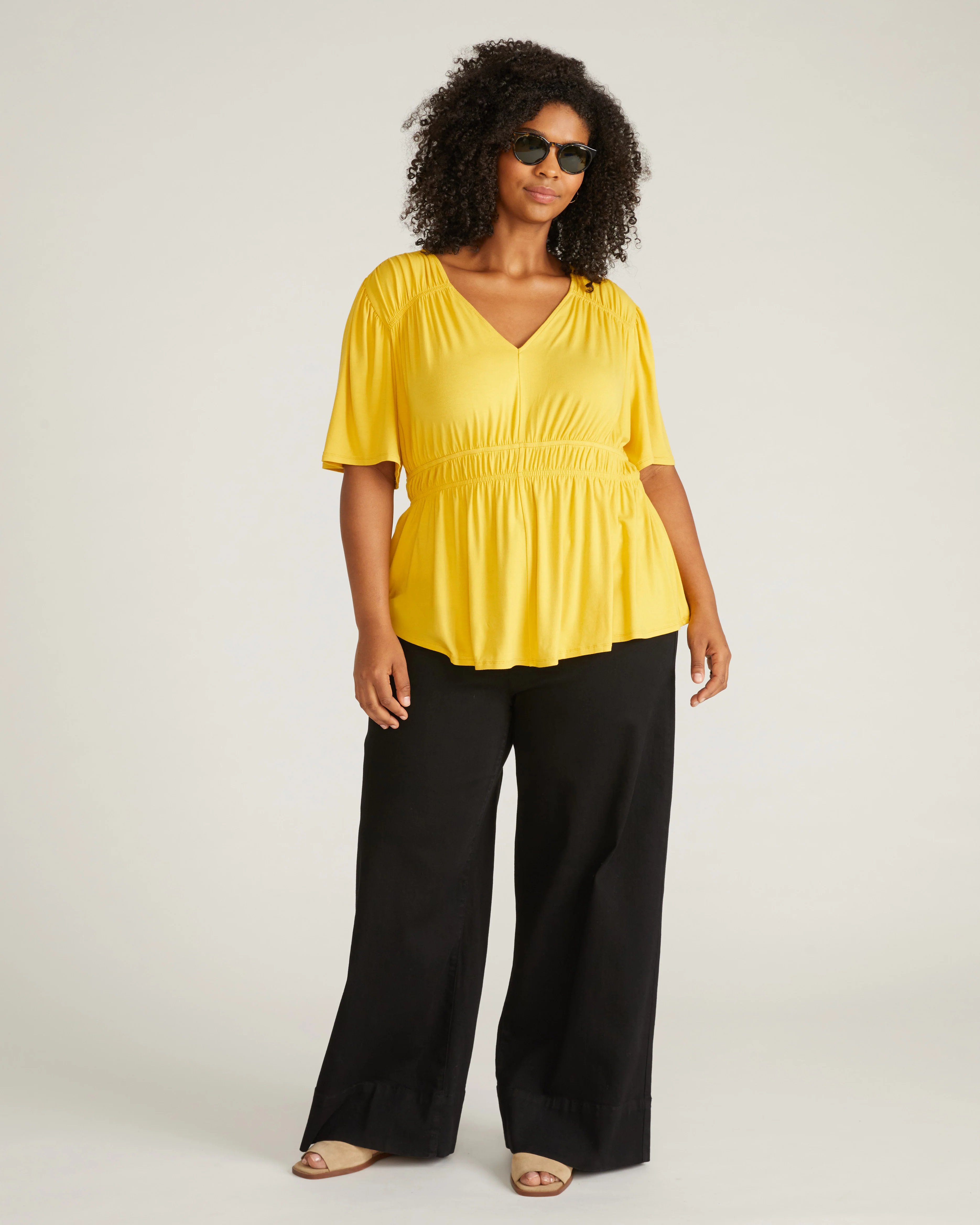 Flora Liquid Jersey Top - Golden Hour - Image 3