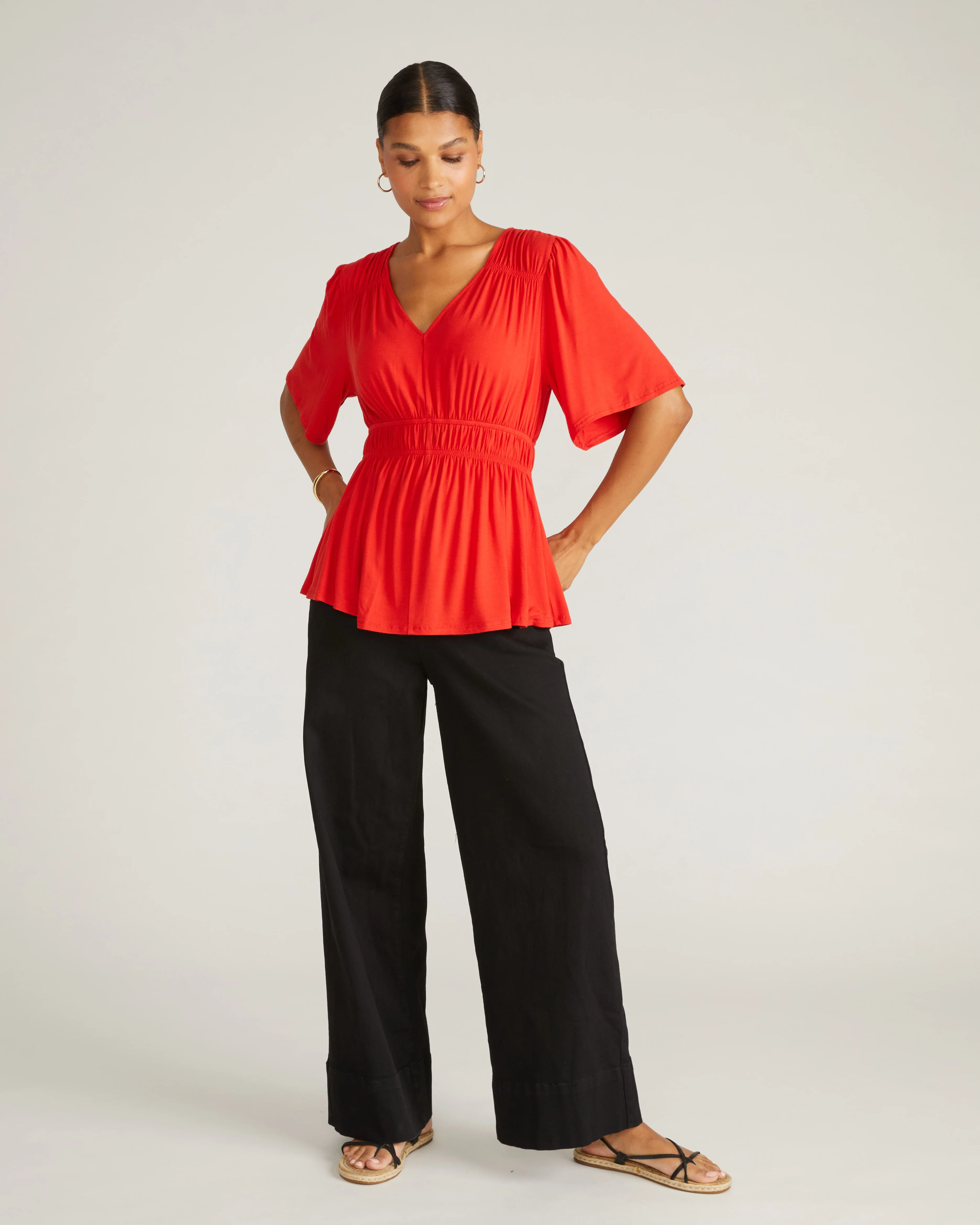 Flora Liquid Jersey Top - Lipstick - Image 3