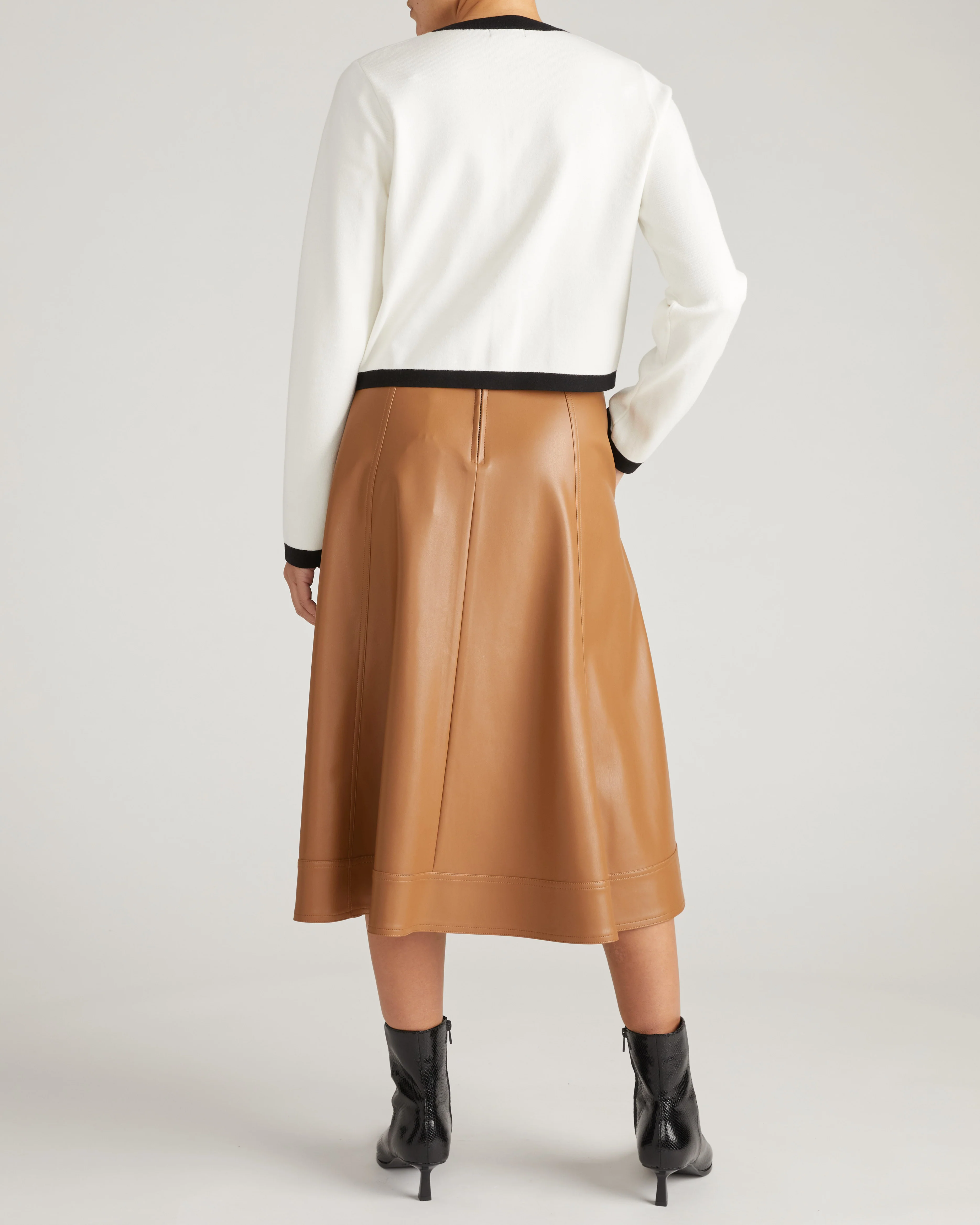 Gabrielle Button-Front Cardigan - Cream with Black Accents - Image 8