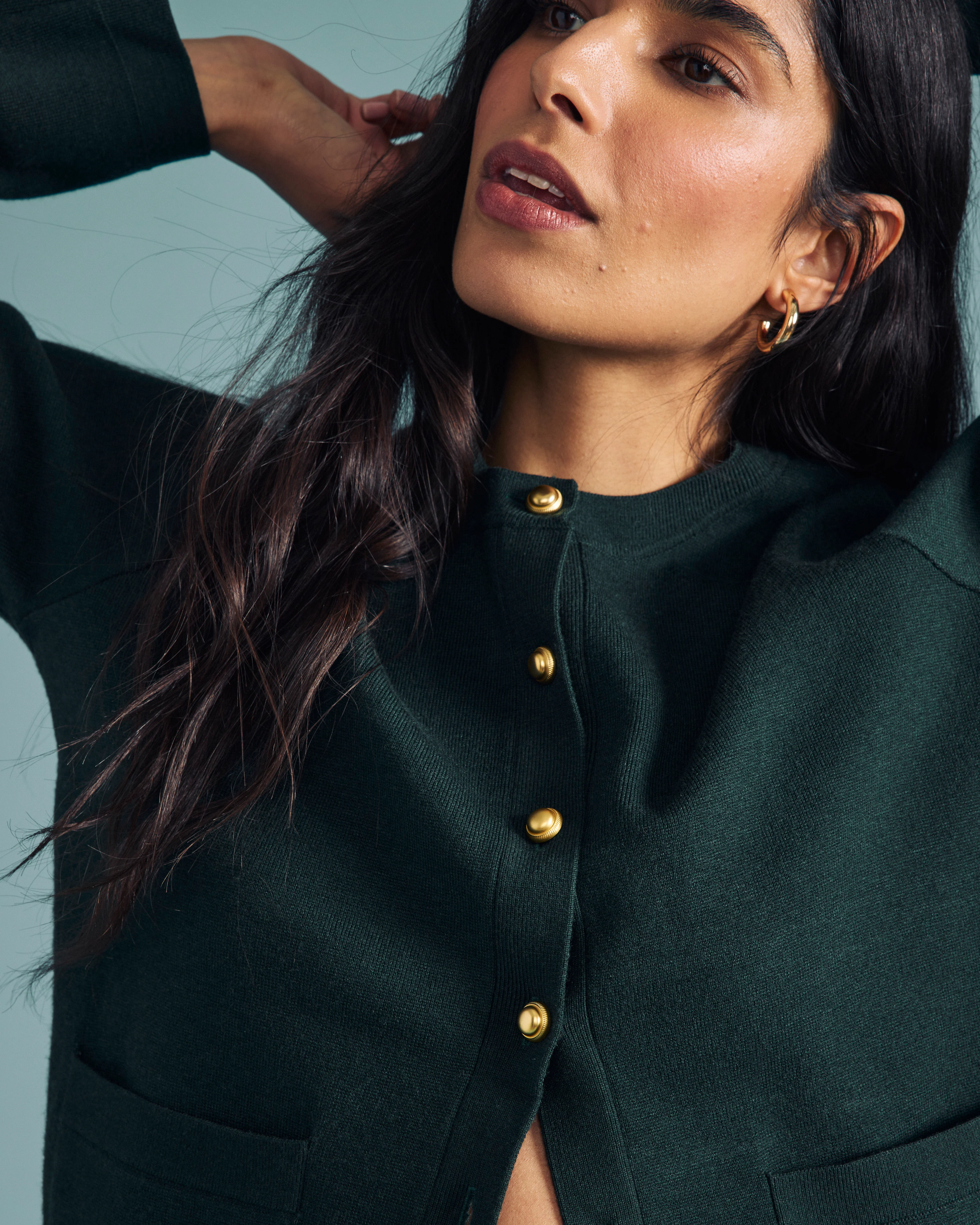 Gabrielle Button-Front Cardigan - Forest Green - Image 4