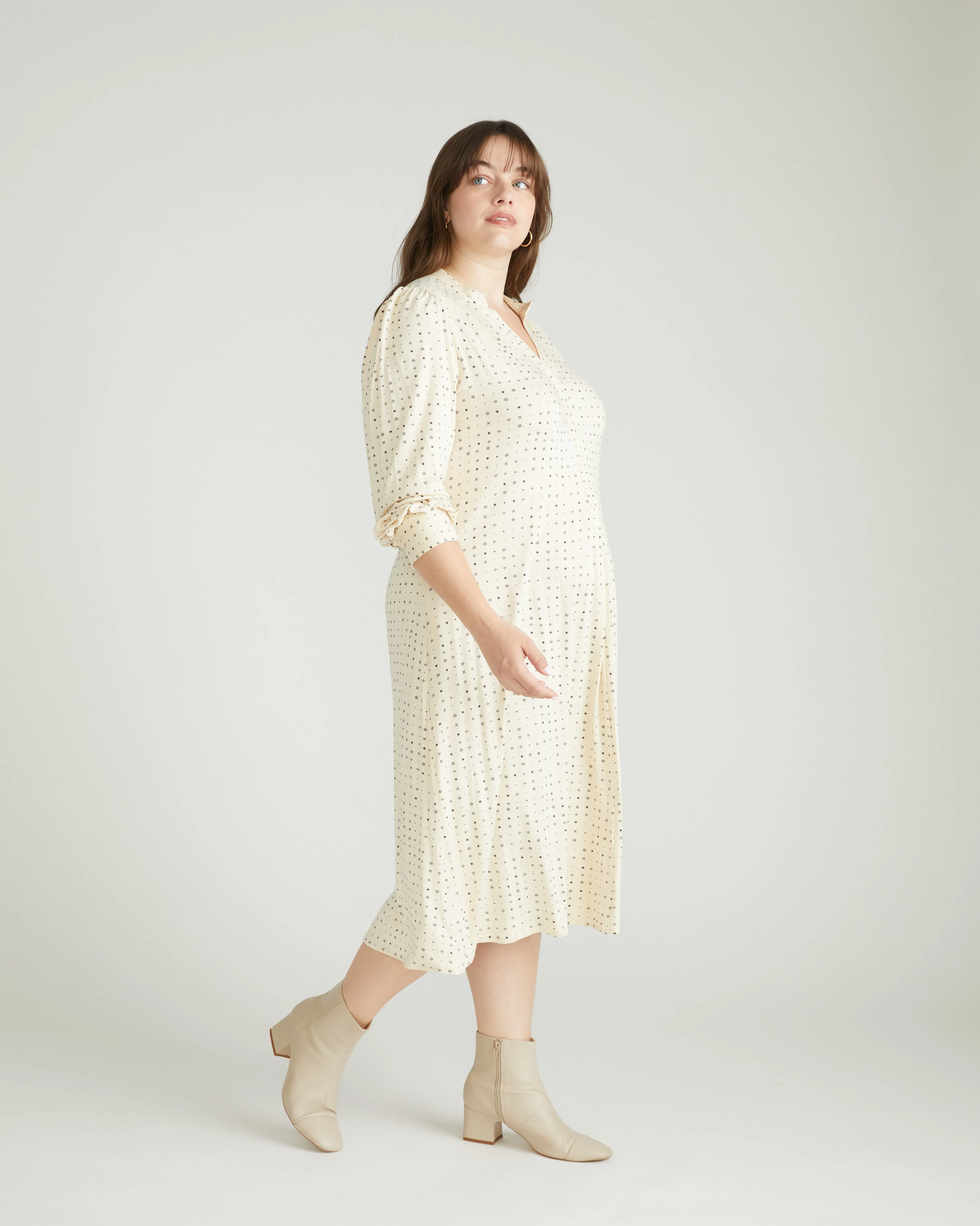 Gramercy Liquid Jersey Dress - Galactic Print in Ecru - Image 2