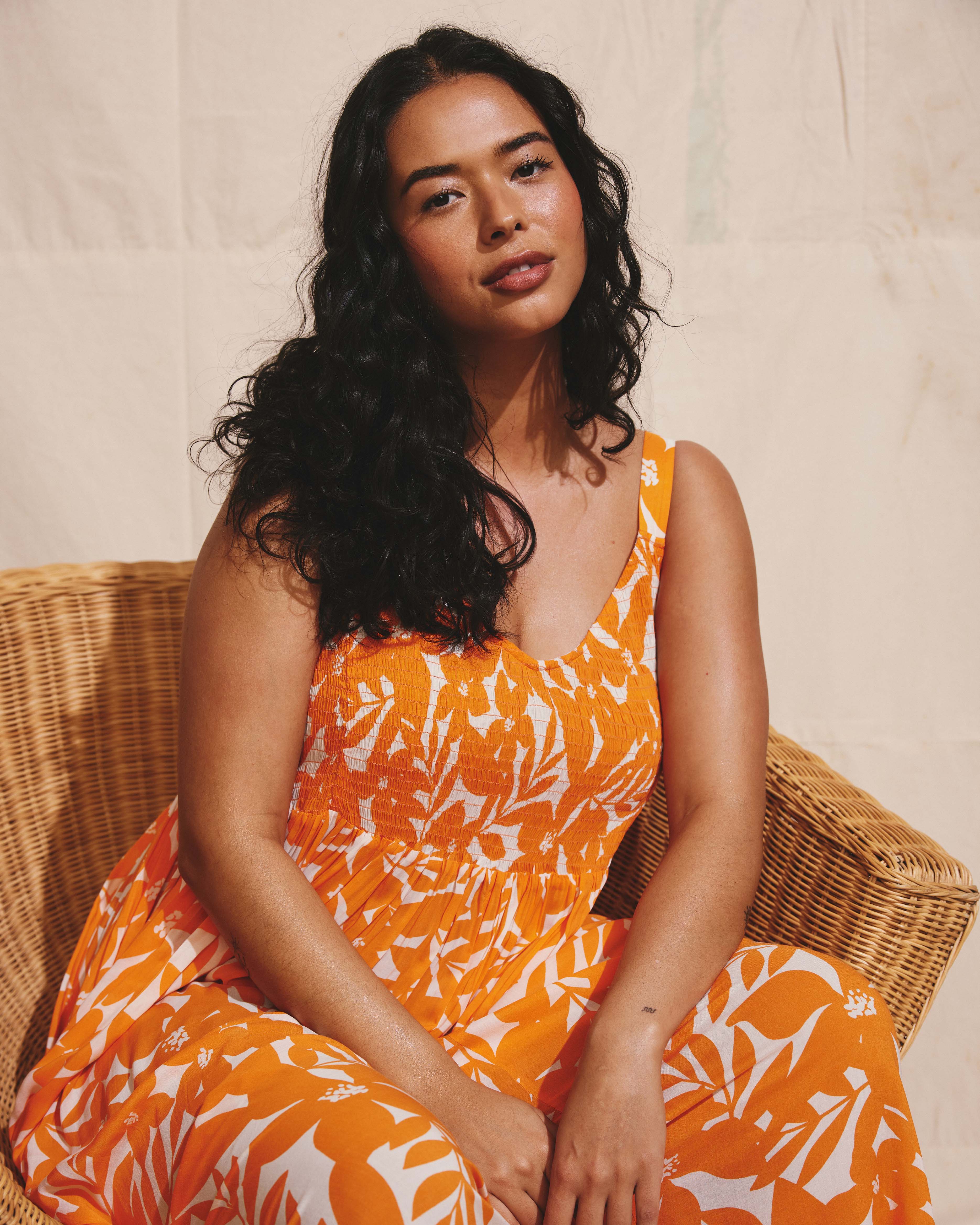 Harmony Voile Dress - Petal Palette Print in Arancia - Image 2