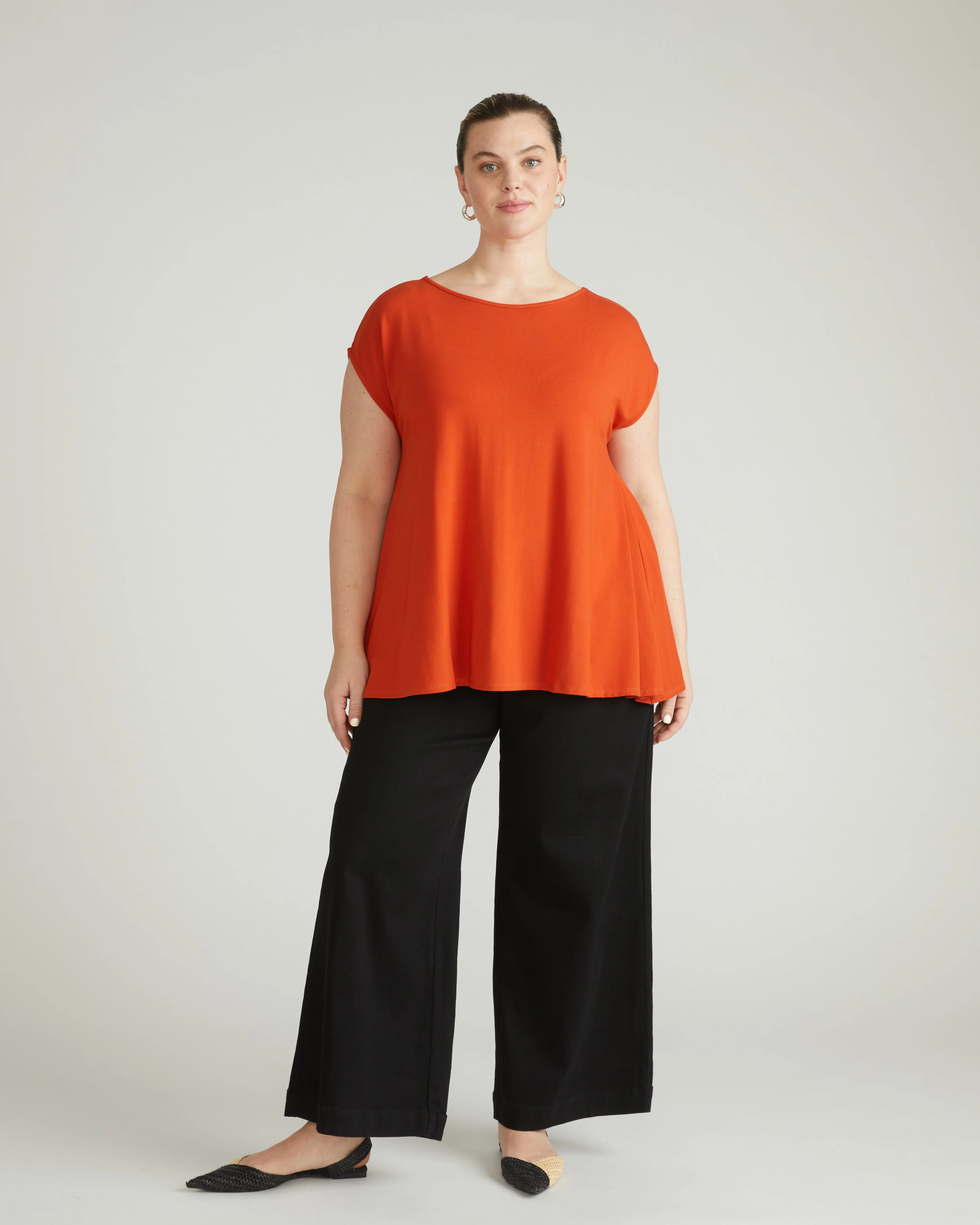 Heatwave Divine Jersey Flared Top - Warm Russet