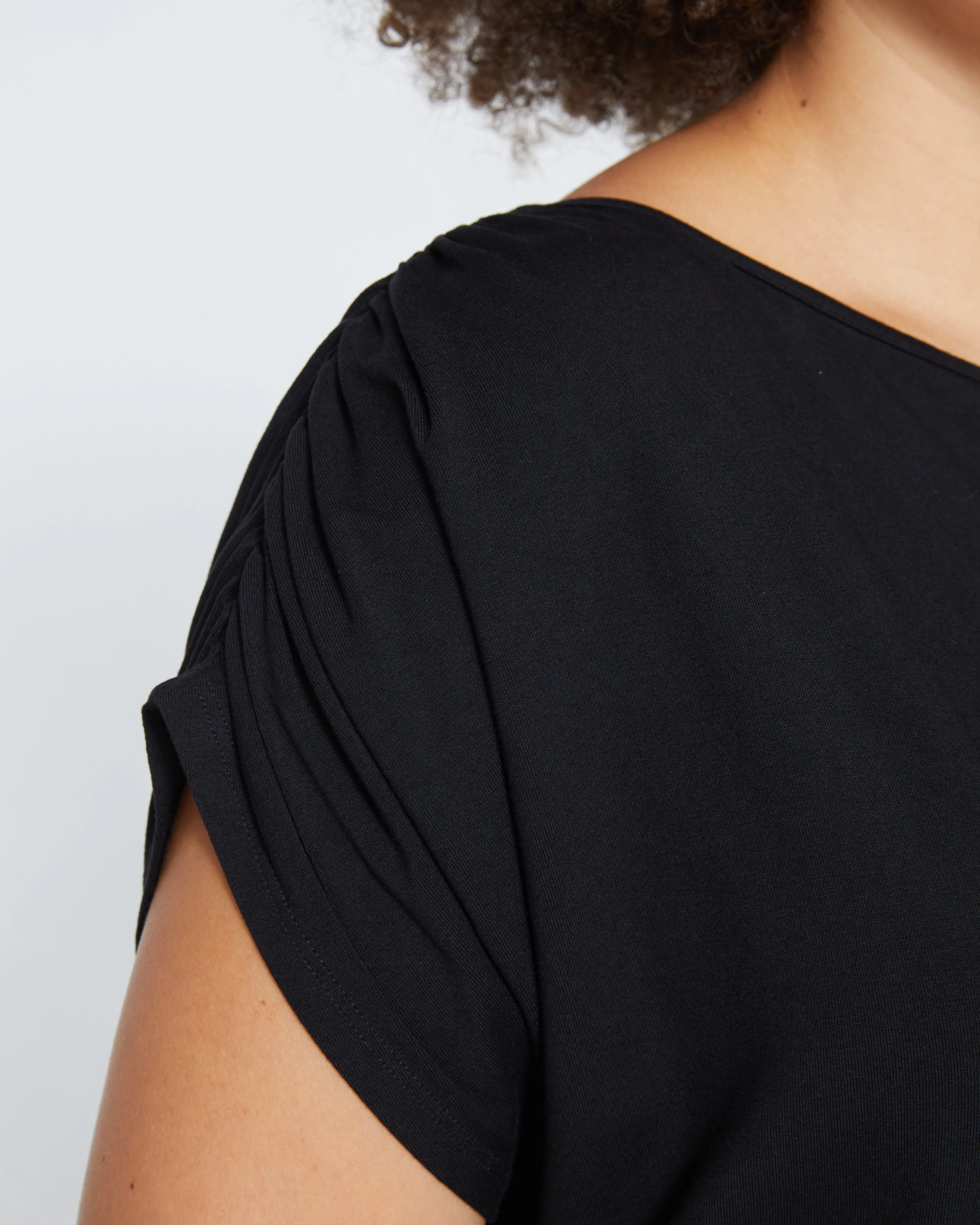 Helena Divine Jersey Gathered Tee - Black