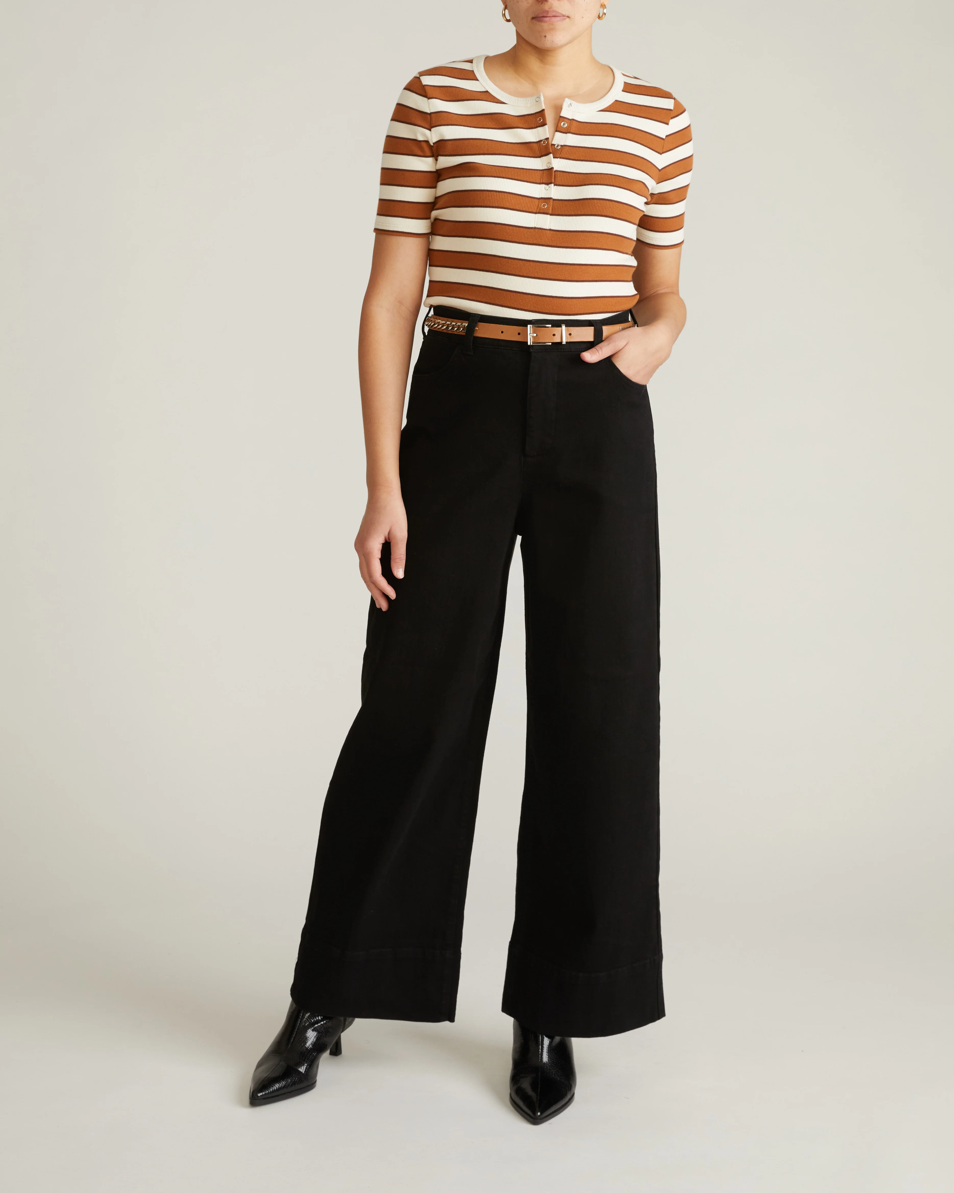 Henley Short Sleeve Ribbed Tee - Baker Street Stripe - Image 5