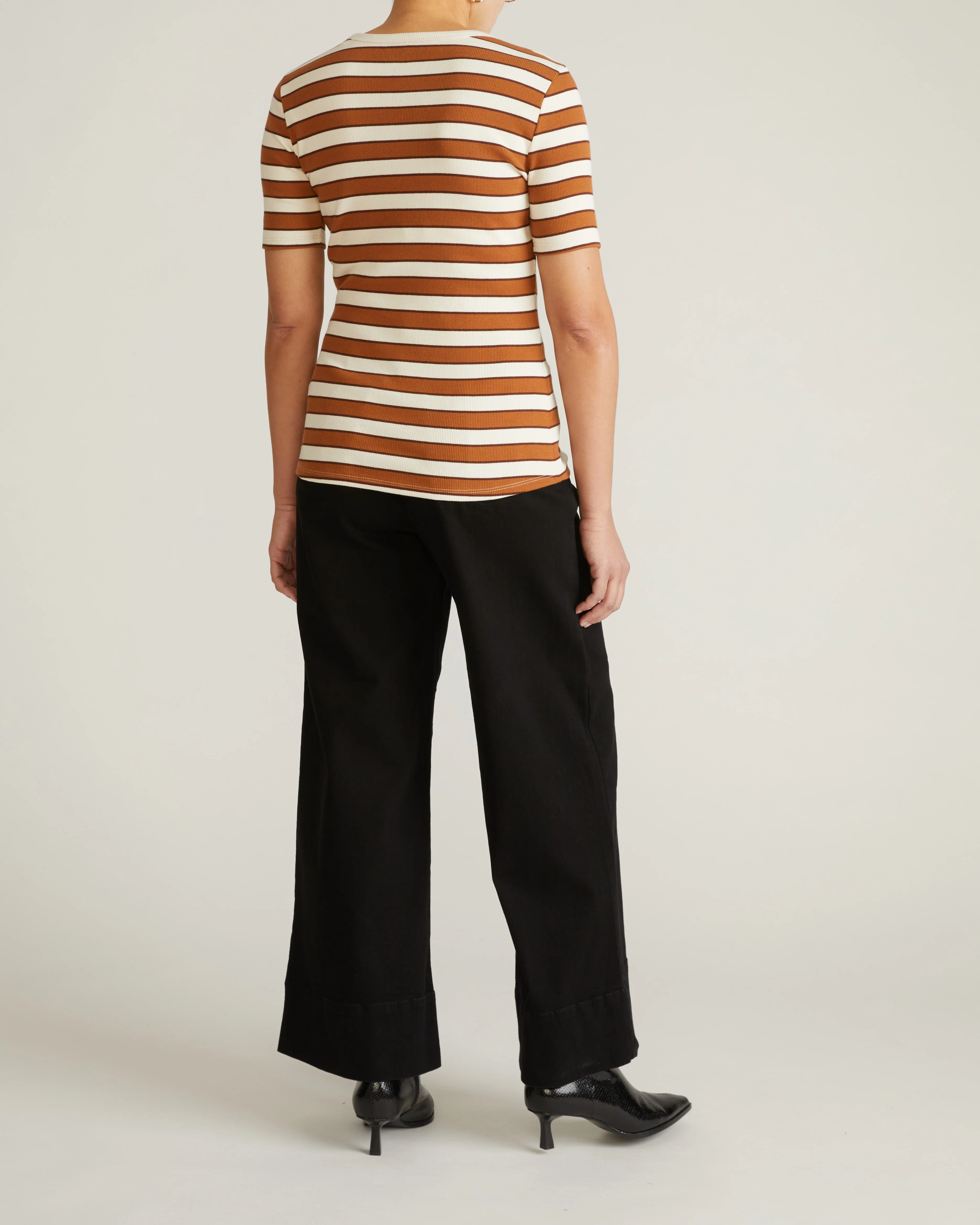 Henley Short Sleeve Ribbed Tee - Baker Street Stripe - Image 6