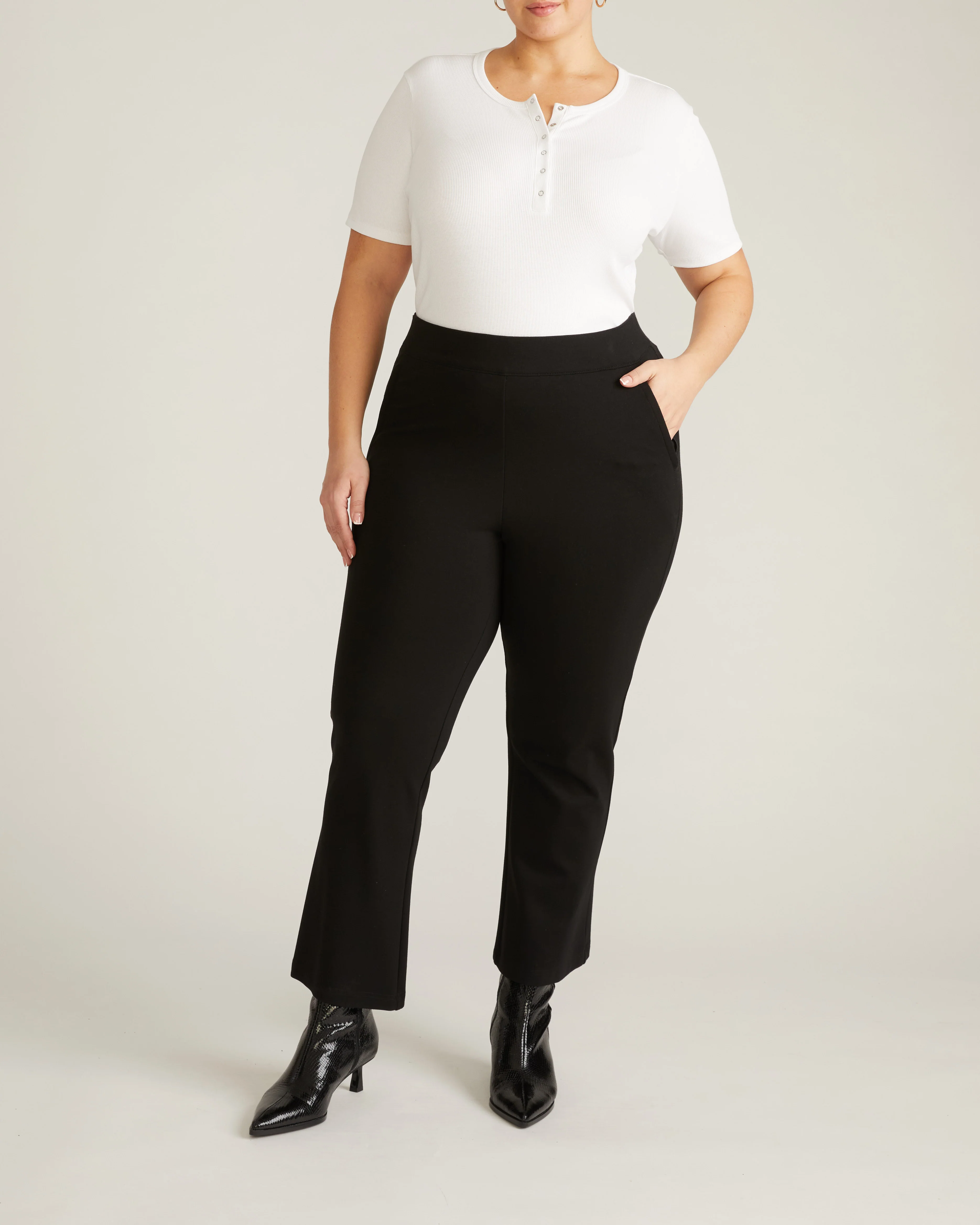 Henley Short Sleeve Ribbed Tee - White - Image 4