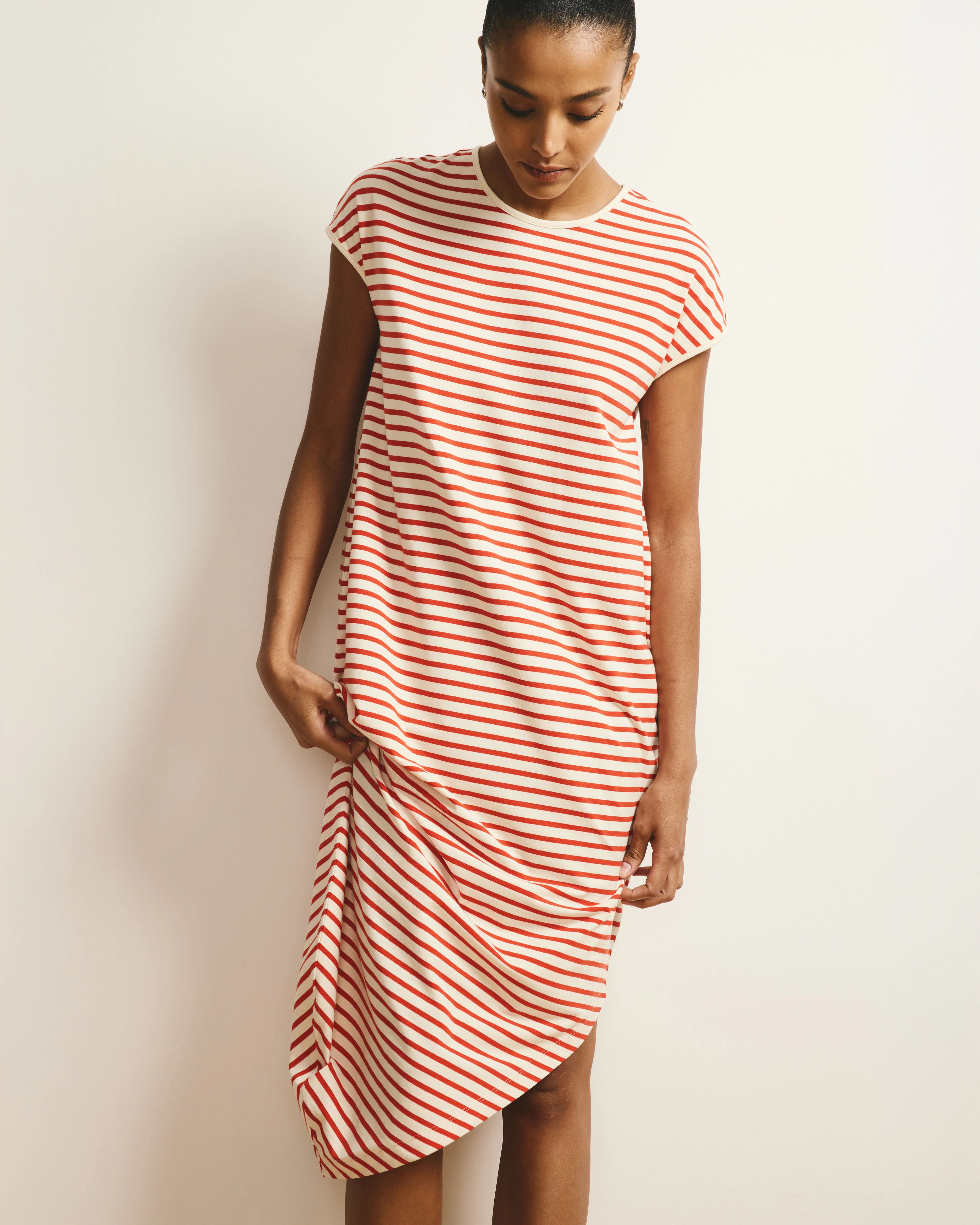 Iconic Geneva Dress - Ecru/Poppy Stripe - Image 4