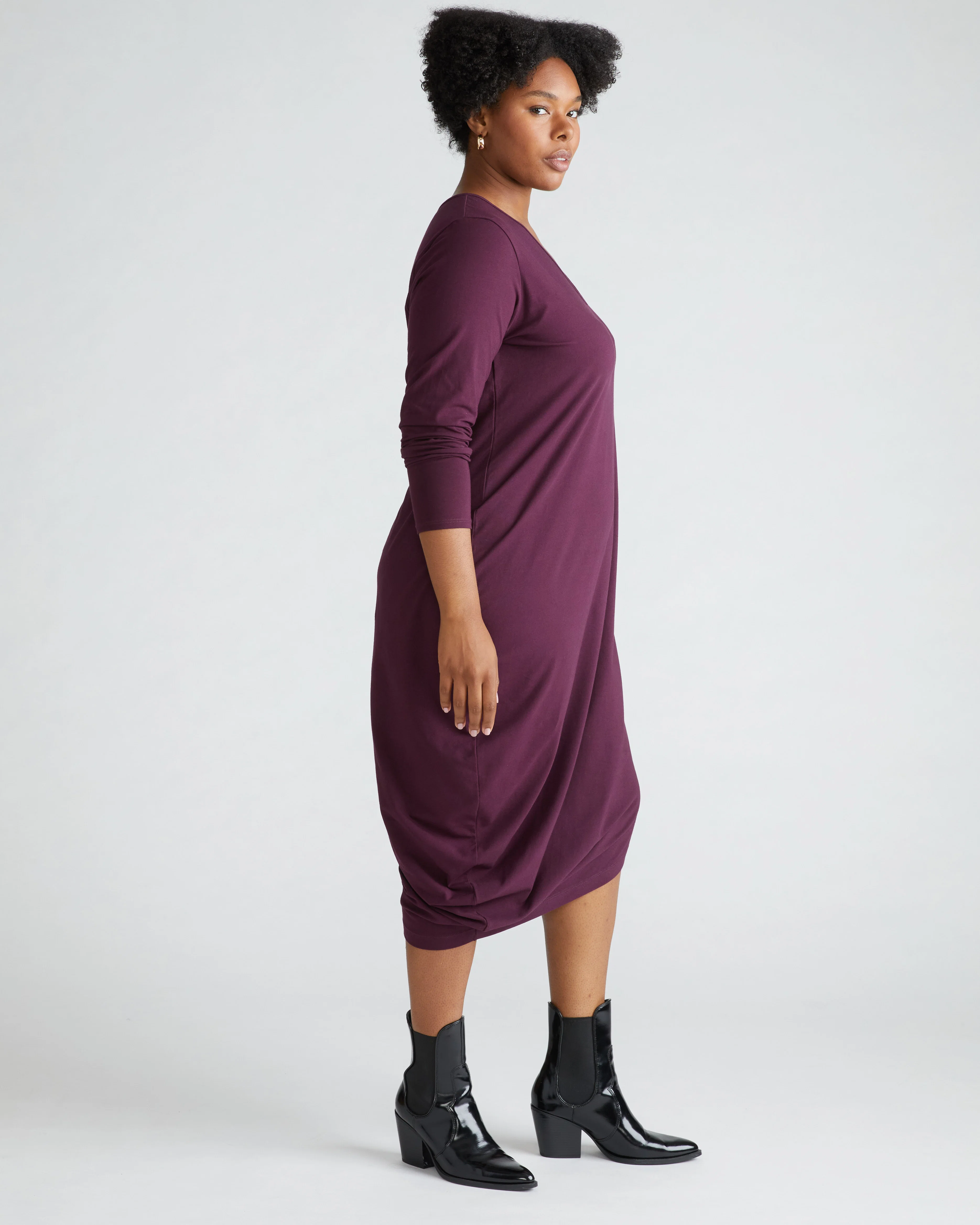 Iconic Long Sleeve V-Neck Geneva Dress - Acai - Image 3