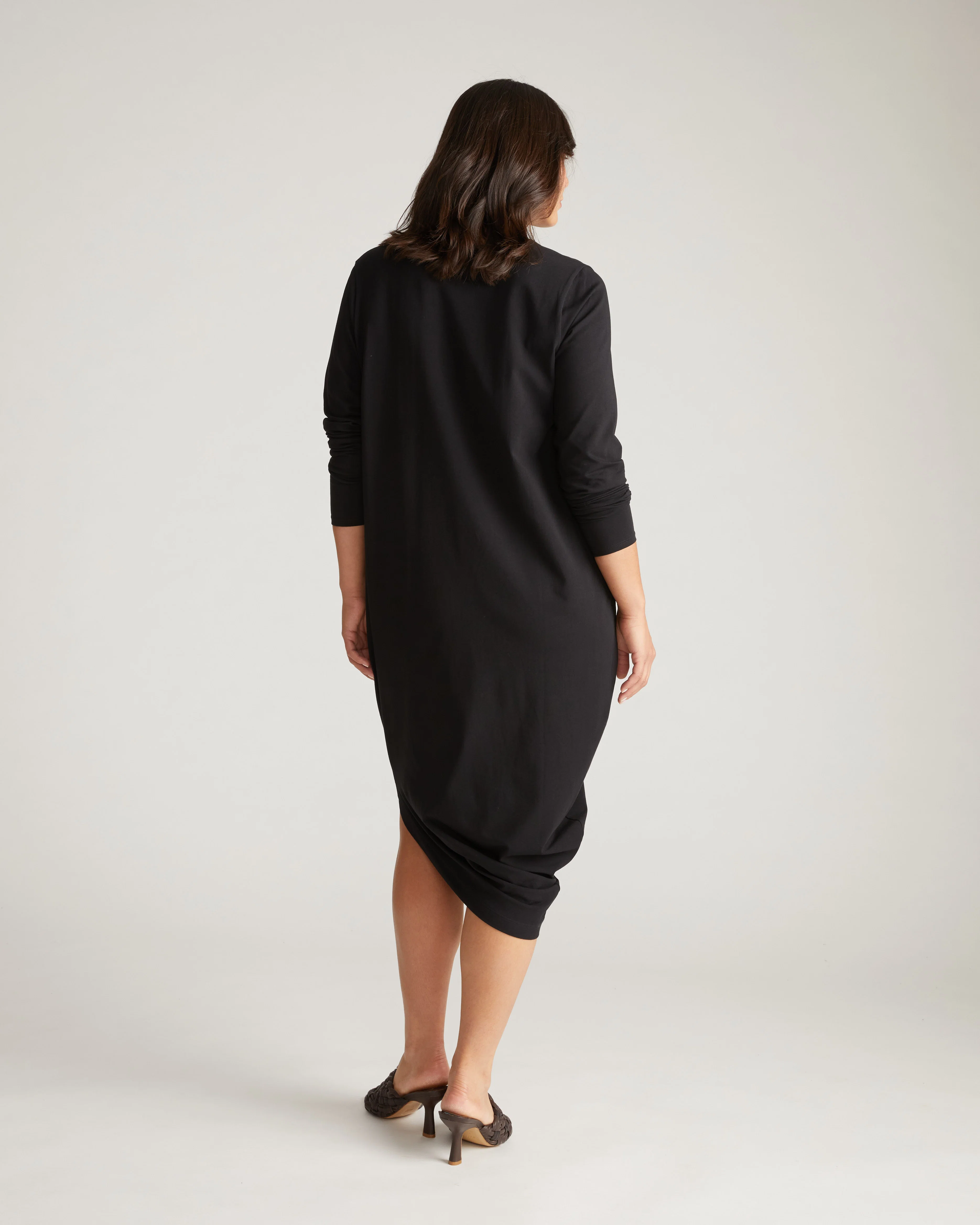 Iconic Long Sleeve V-Neck Geneva Dress - Black - Image 3