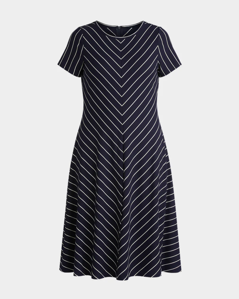 Imani Ponte Dress - Navy Pinstripe - Image 11