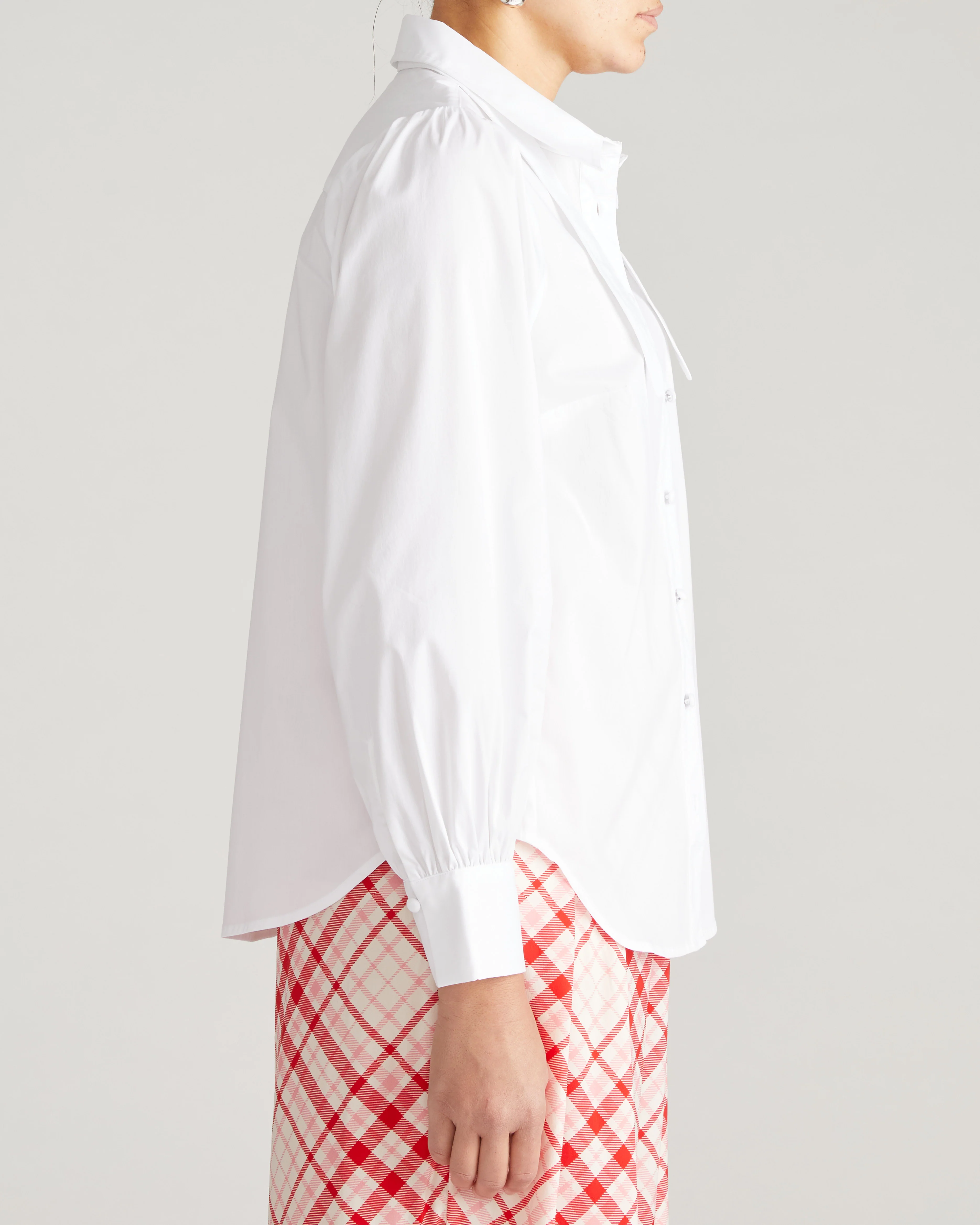 Janet Tie-Neck Cotton Poplin Shirt - White - Image 5