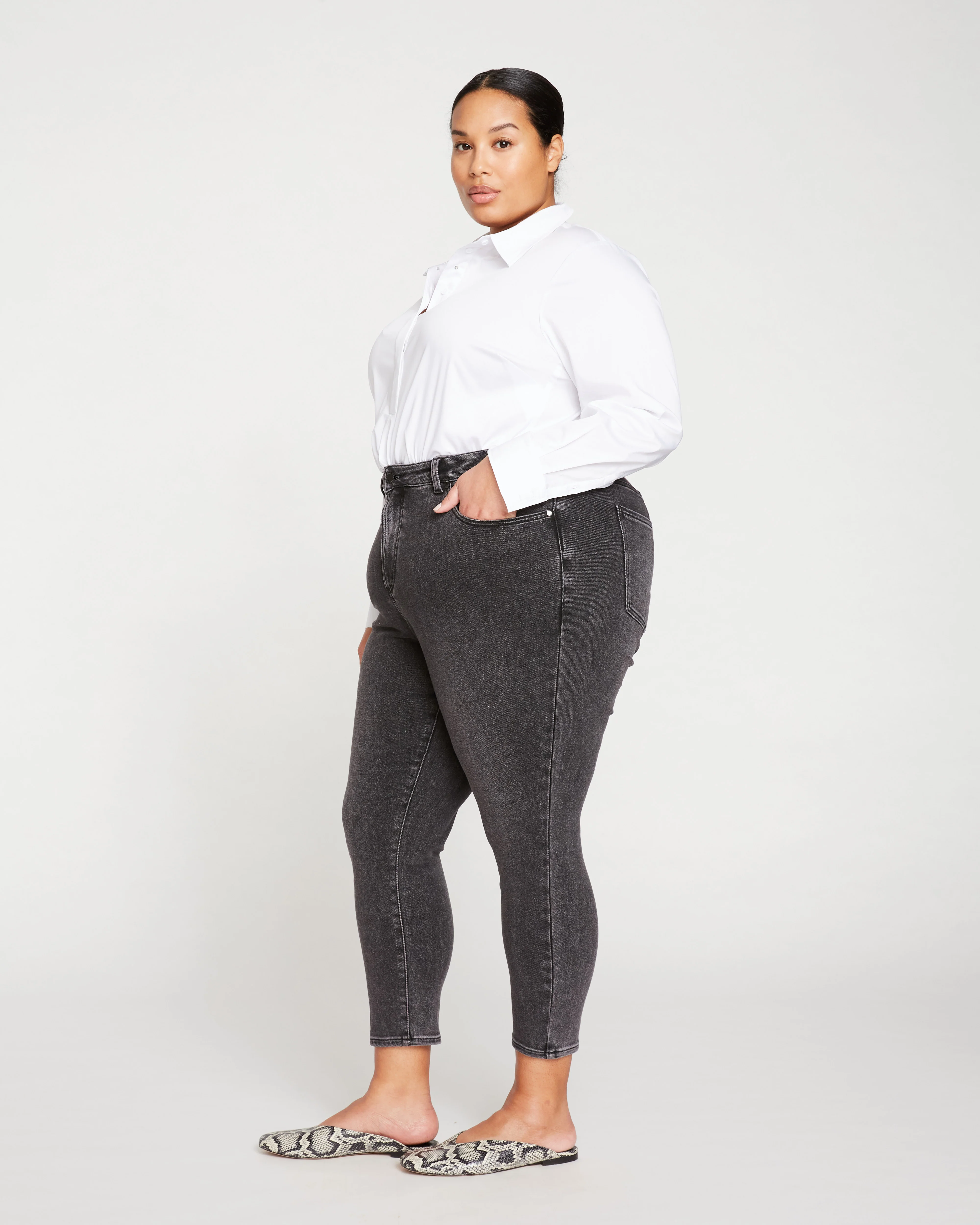 Joni High Rise Curve Slim Leg Jeans 27 Inch - Soft Black - Image 4