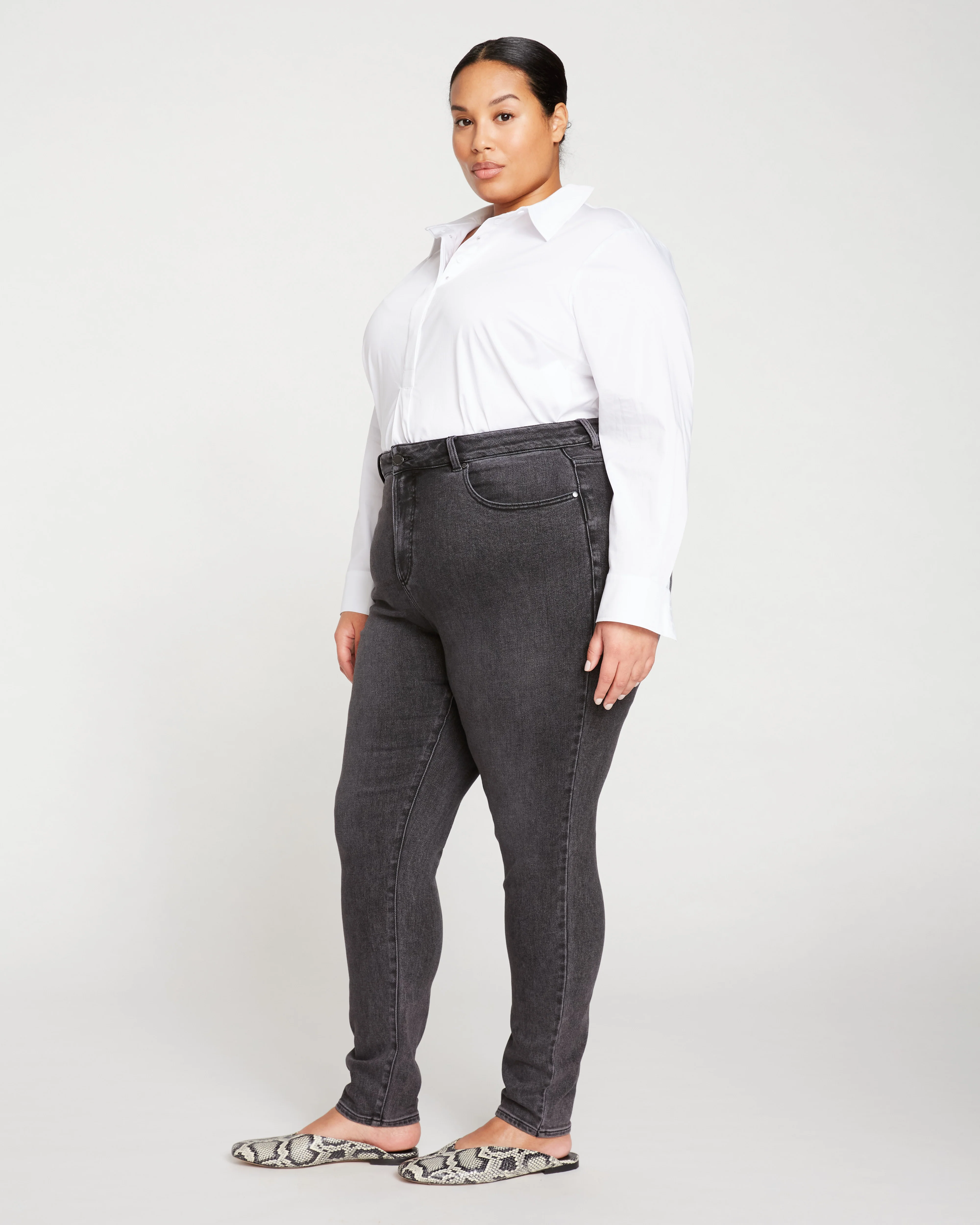 Joni High Rise Curve Slim Leg Jeans 32 Inch - Soft Black - Image 5