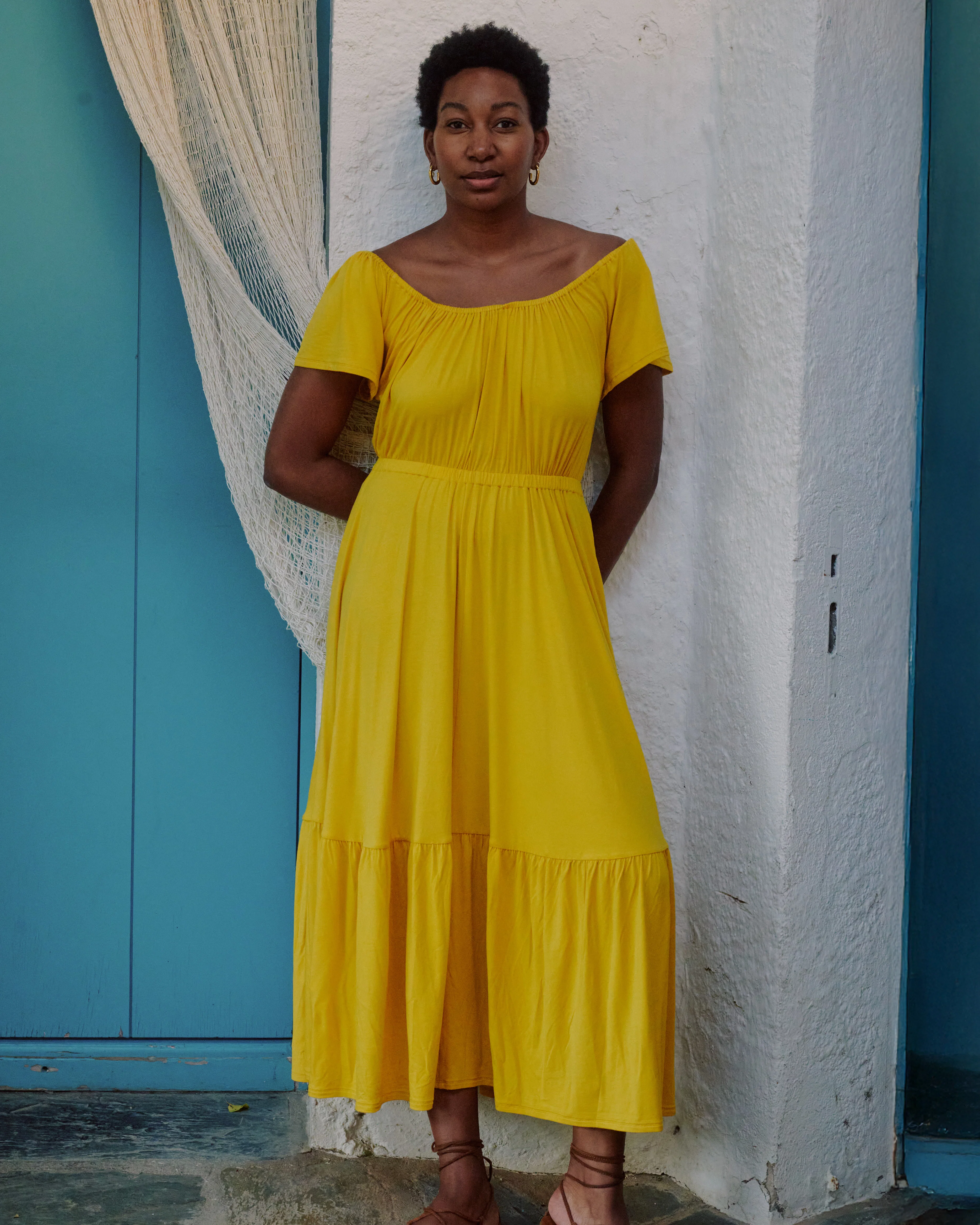 Kahlo Liquid Jersey Dress - Golden Hour - Image 2