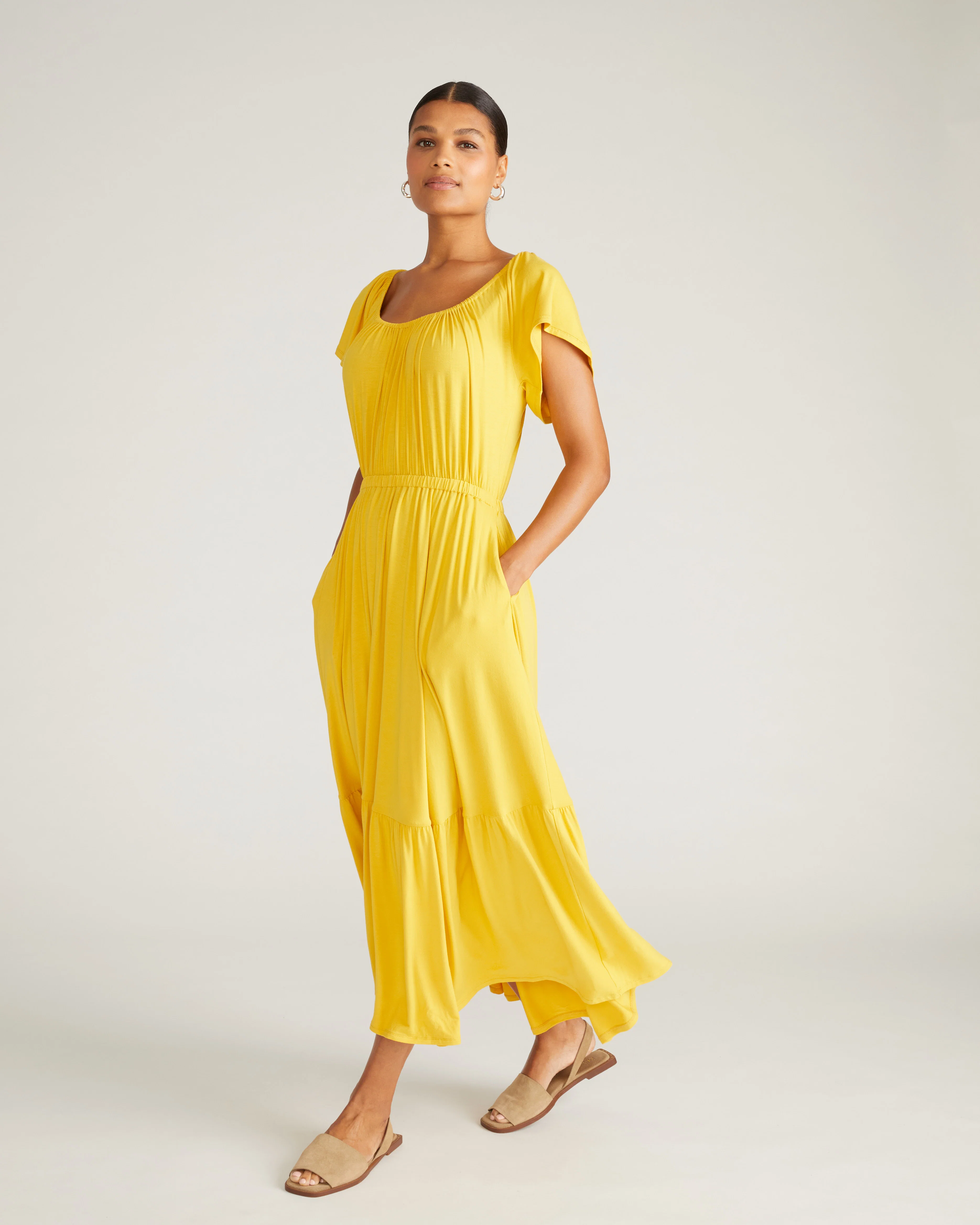 Kahlo Liquid Jersey Dress - Golden Hour - Image 4