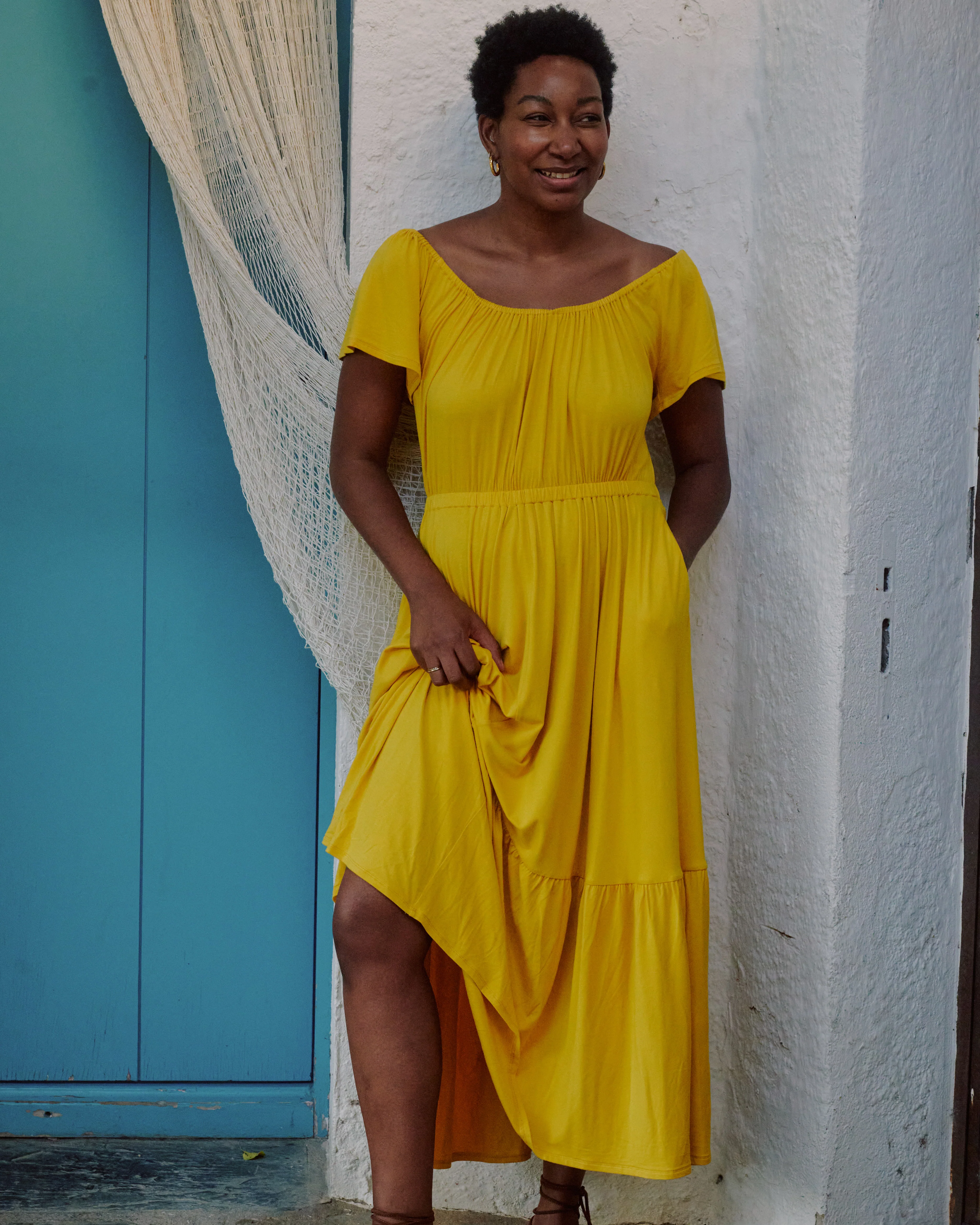 Kahlo Liquid Jersey Dress - Golden Hour - Image 7