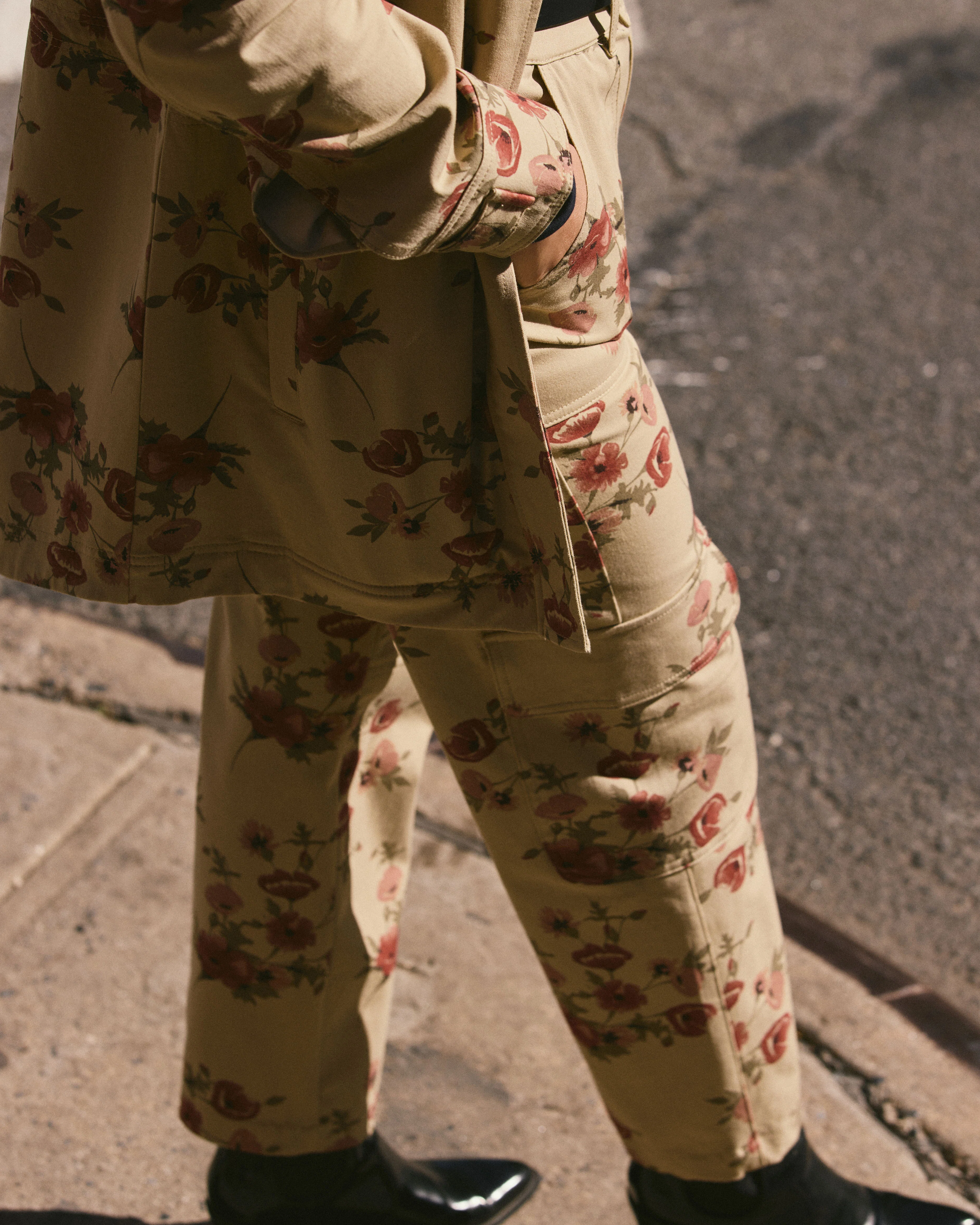 Karlee Stretch Cotton Twill Cargo Pants - Wild Flower Bouquet Print - Image 2
