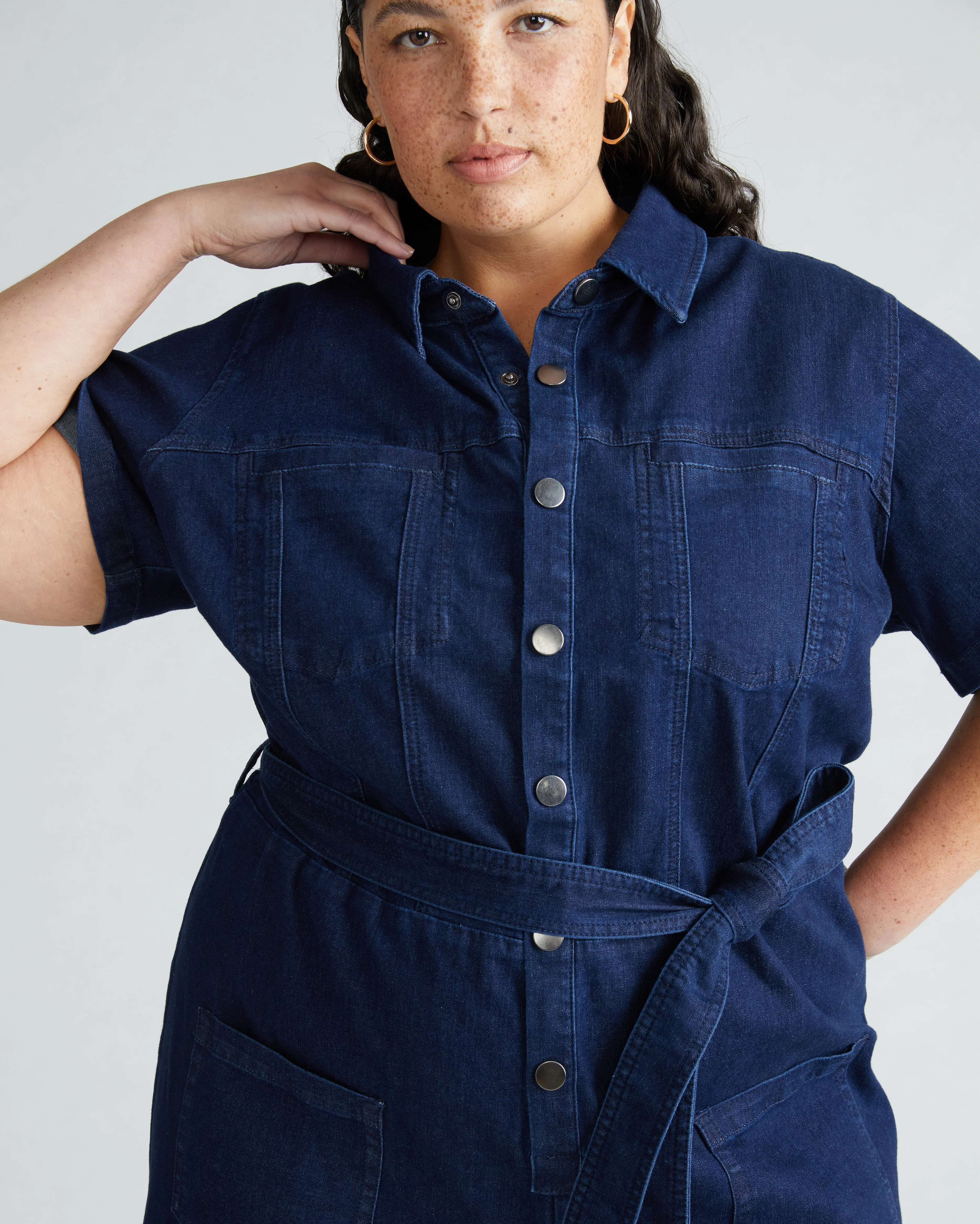 Kate Denim Jumpsuit - Dark Indigo - Image 2