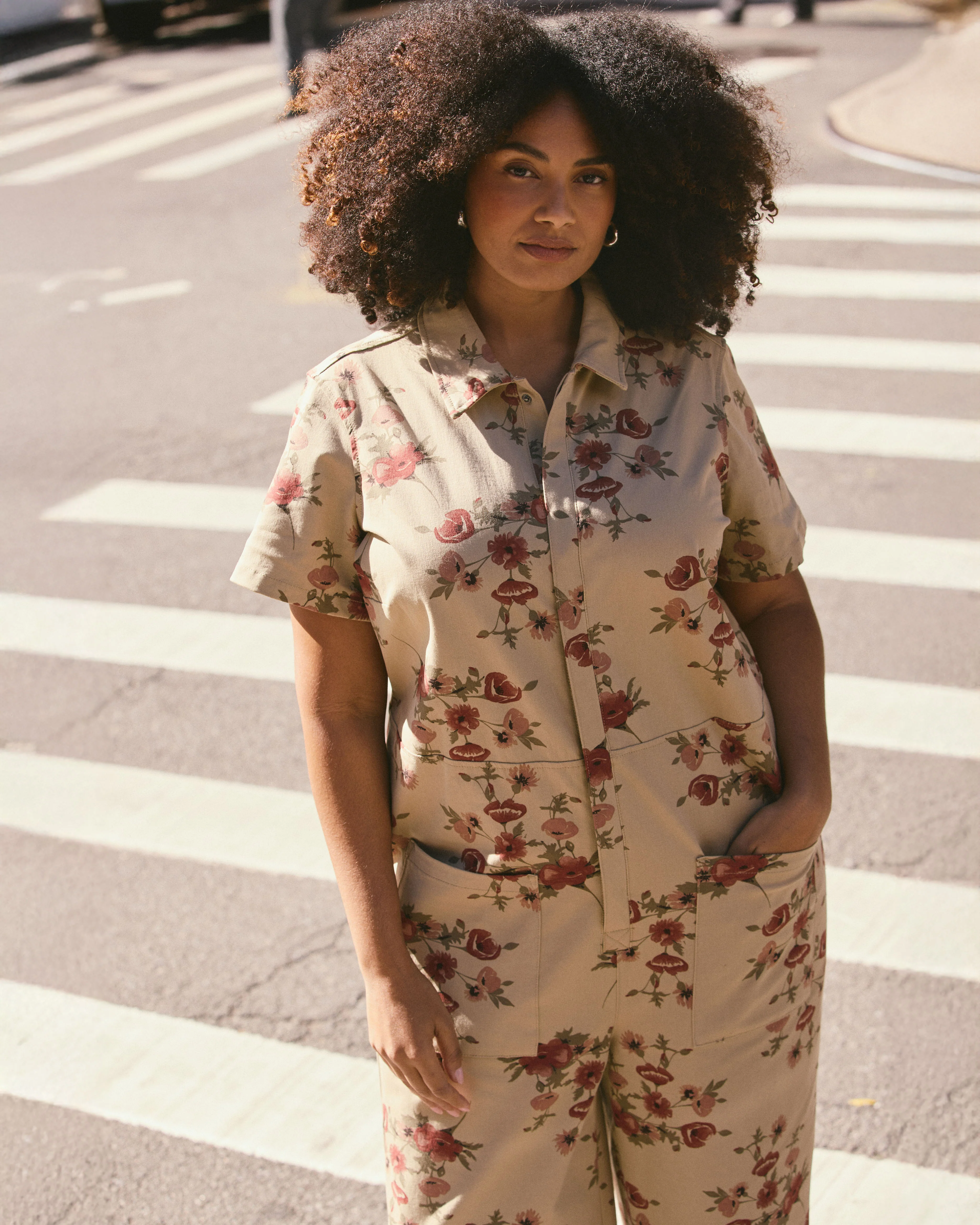 Kate Stretch Cotton Twill Jumpsuit - Wild Flower Bouquet Print - Image 2