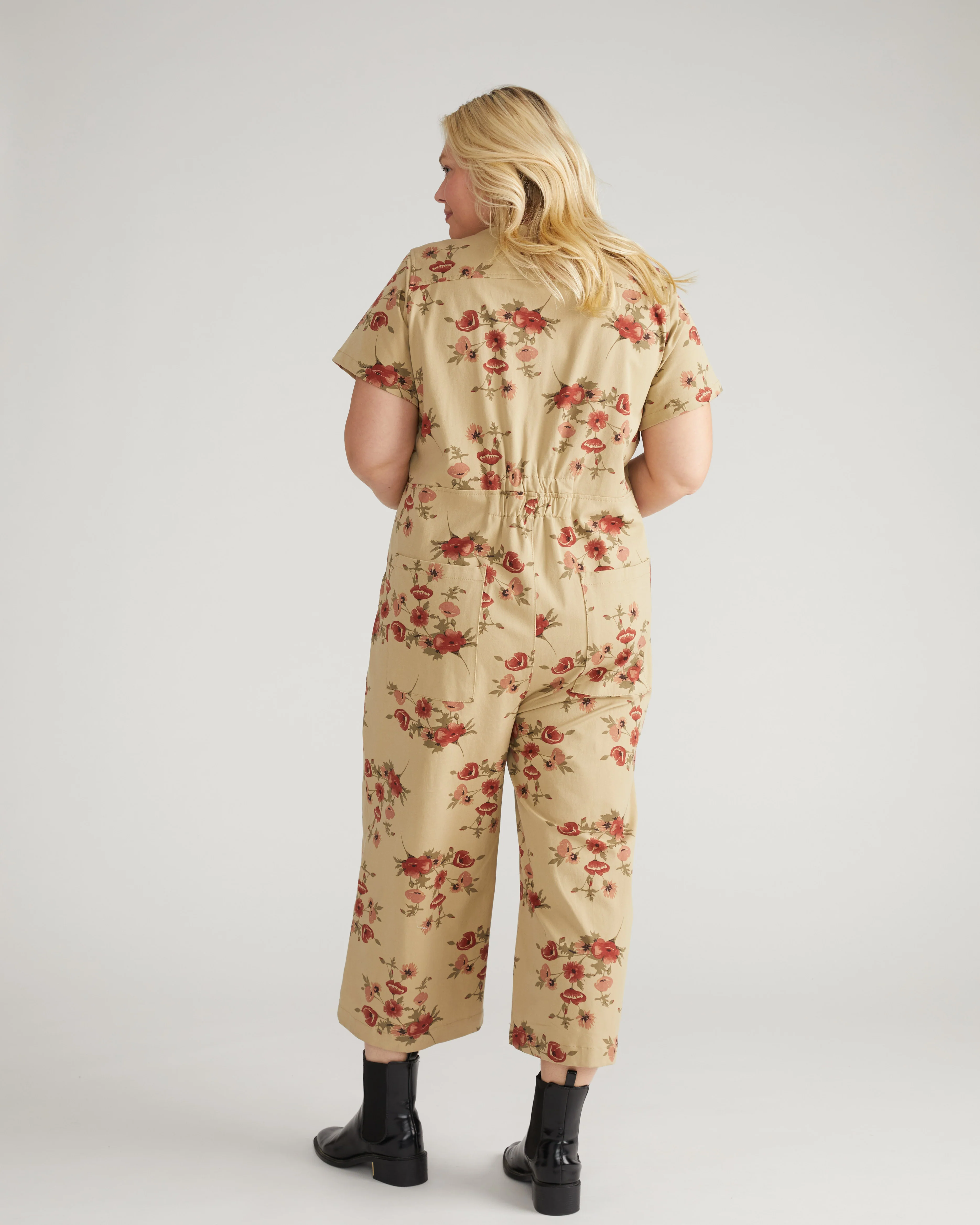 Kate Stretch Cotton Twill Jumpsuit - Wild Flower Bouquet Print - Image 4