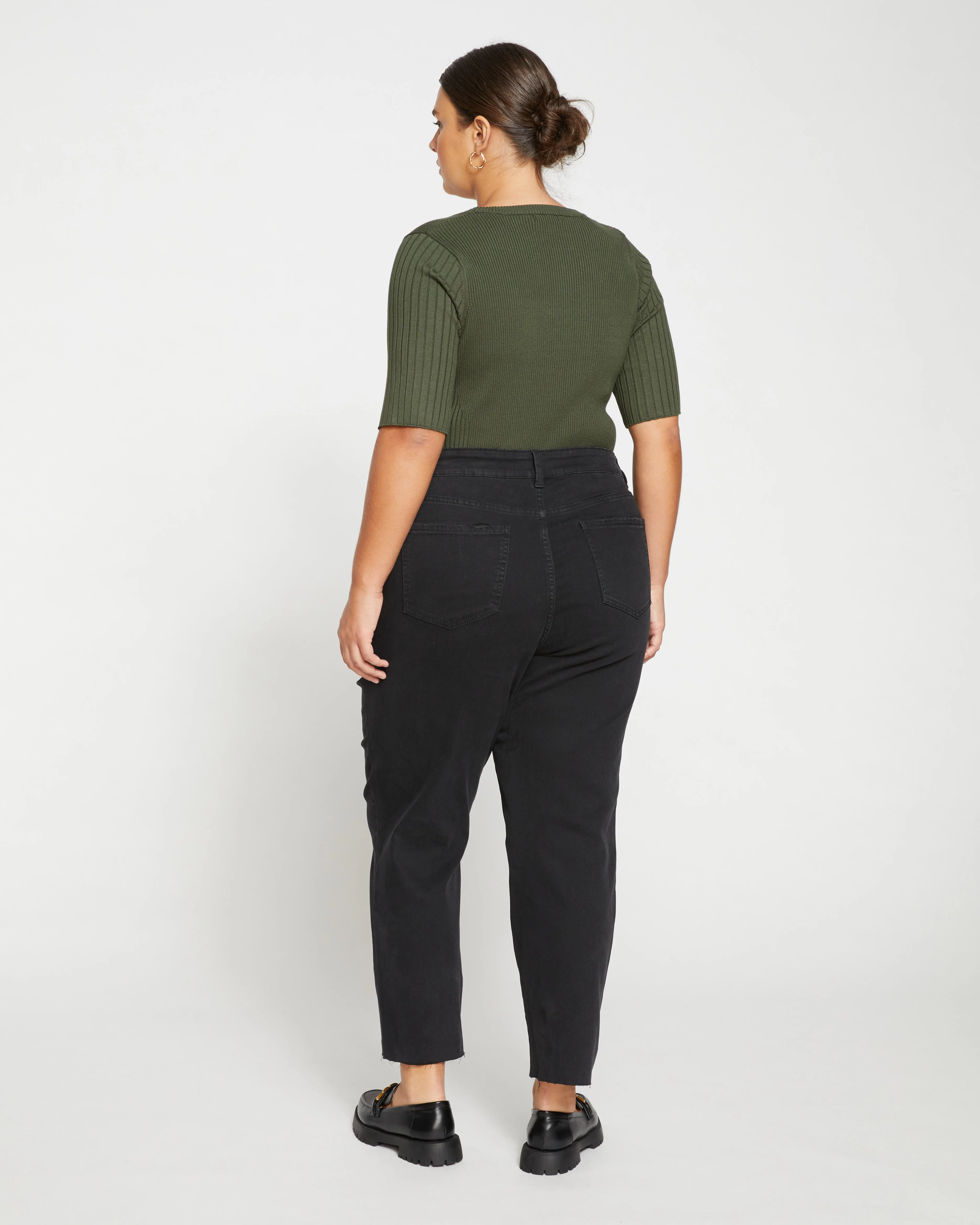 Katie High Rise Crossover Jeans - Broken Black - Image 5