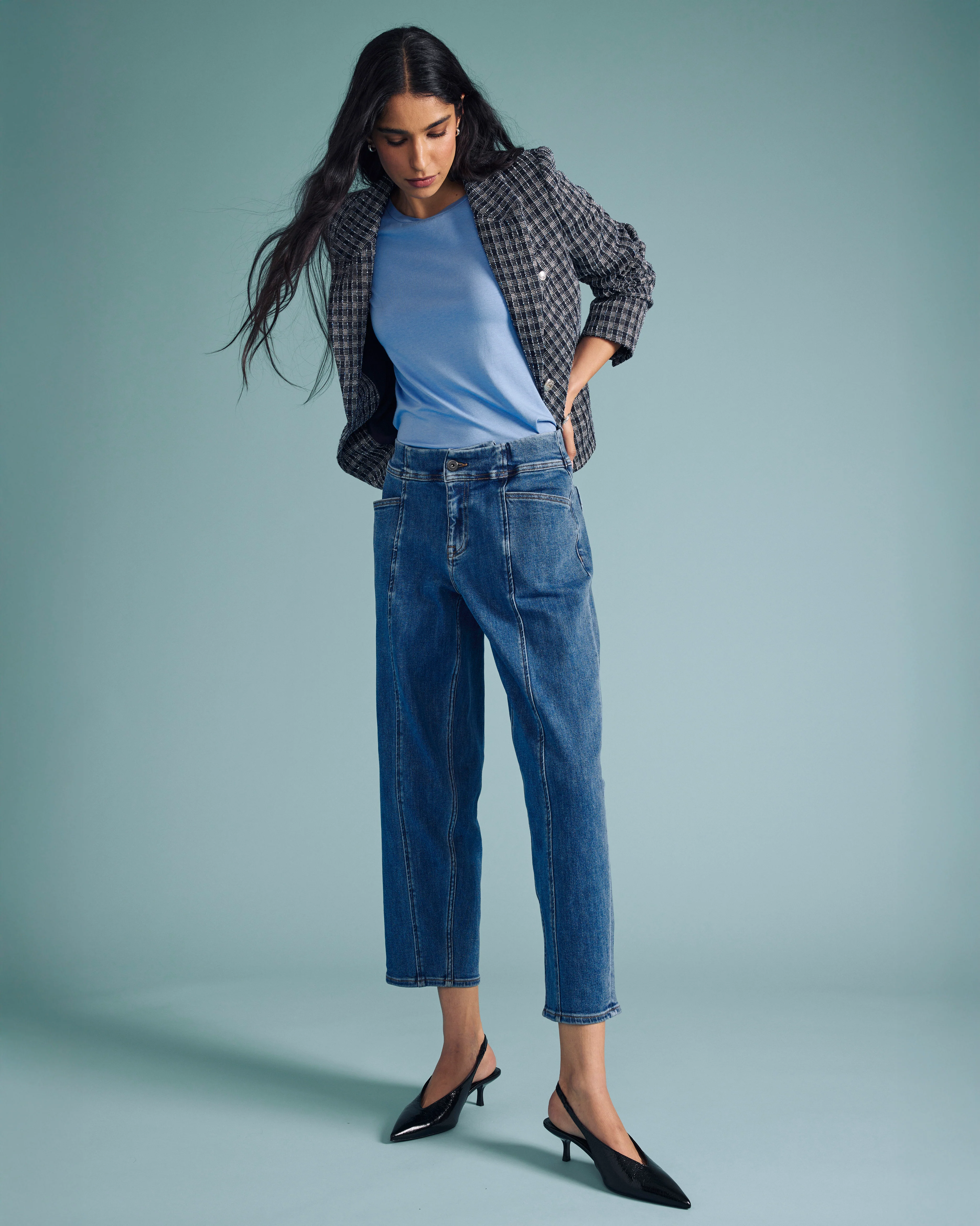 Keira Barrel Leg Jeans - Shallow Bay Blue - Image 5