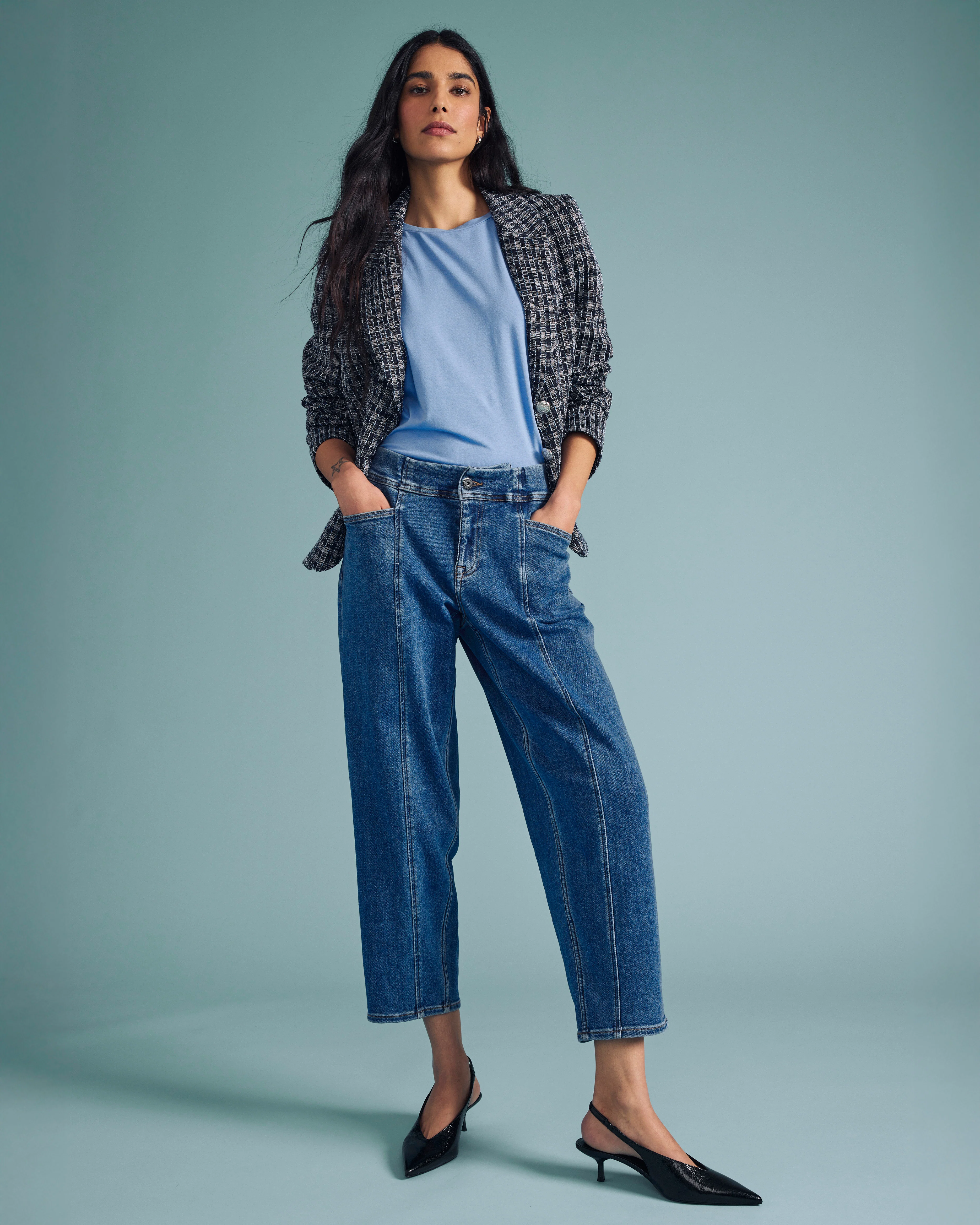 Keira Barrel Leg Jeans - Shallow Bay Blue - Image 6