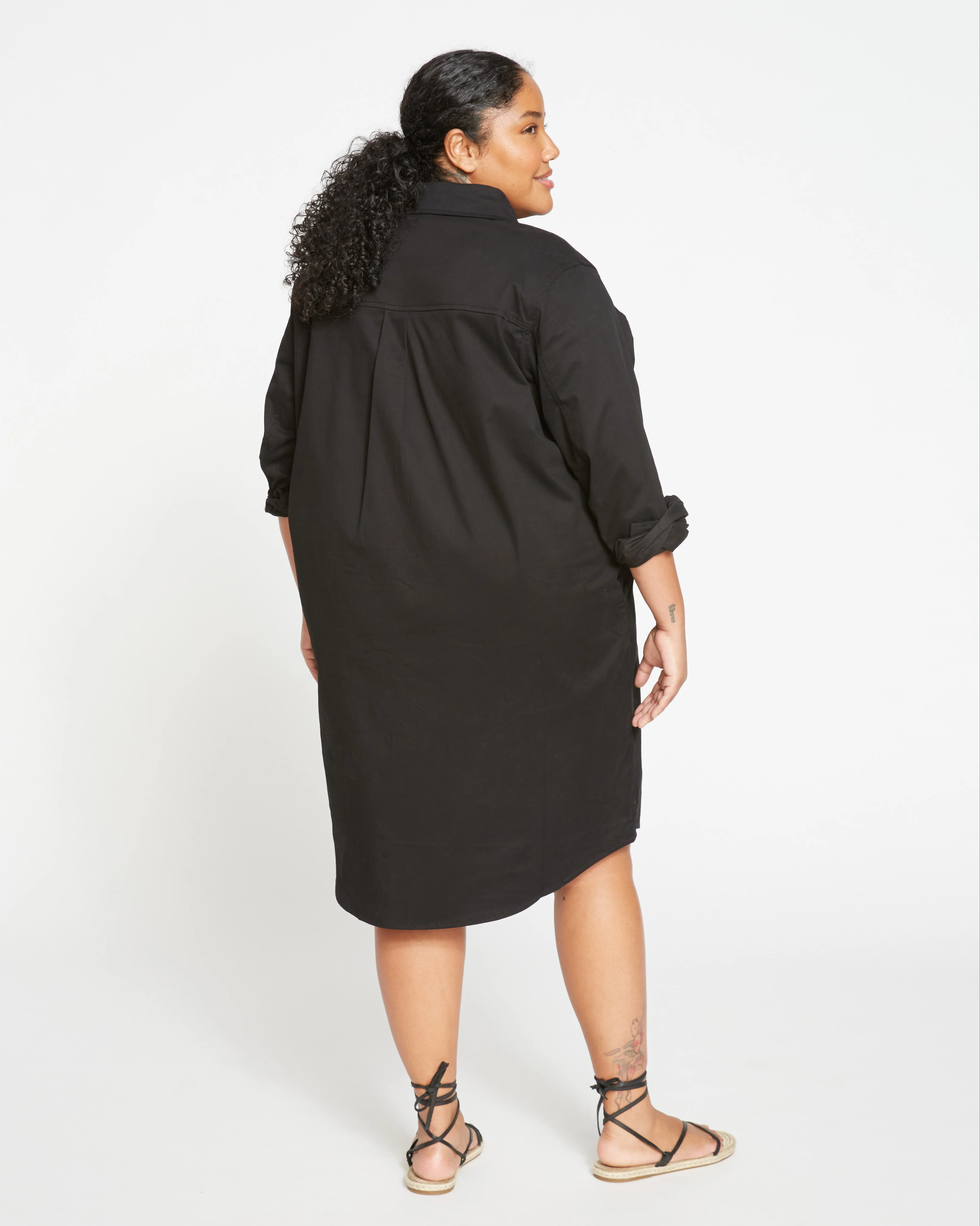 Kelly Stretch Cotton Twill Shirtdress - Black - Image 4
