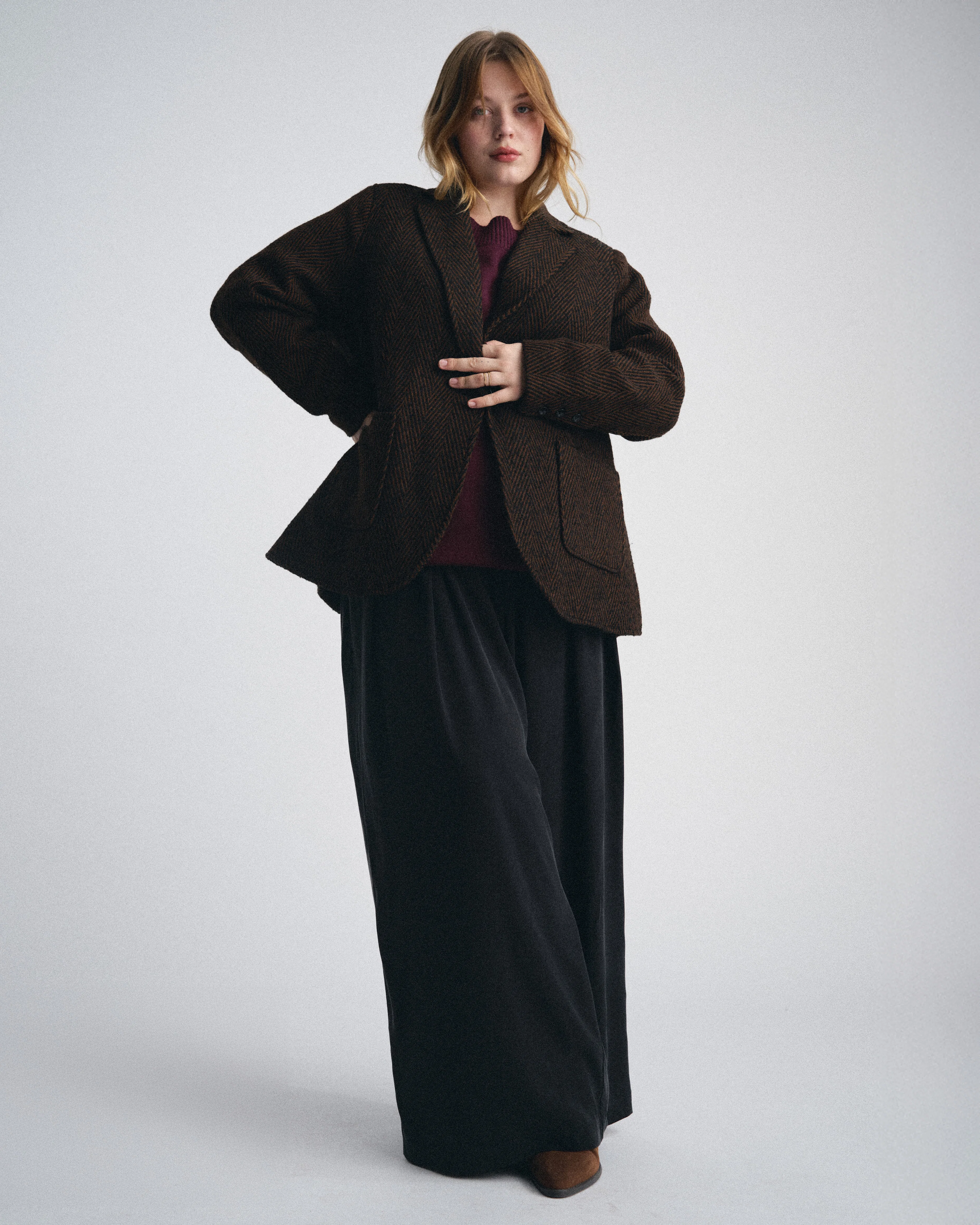 Kidjo Tailored Wool Jacket - Black/Brown Herringbone - Image 4