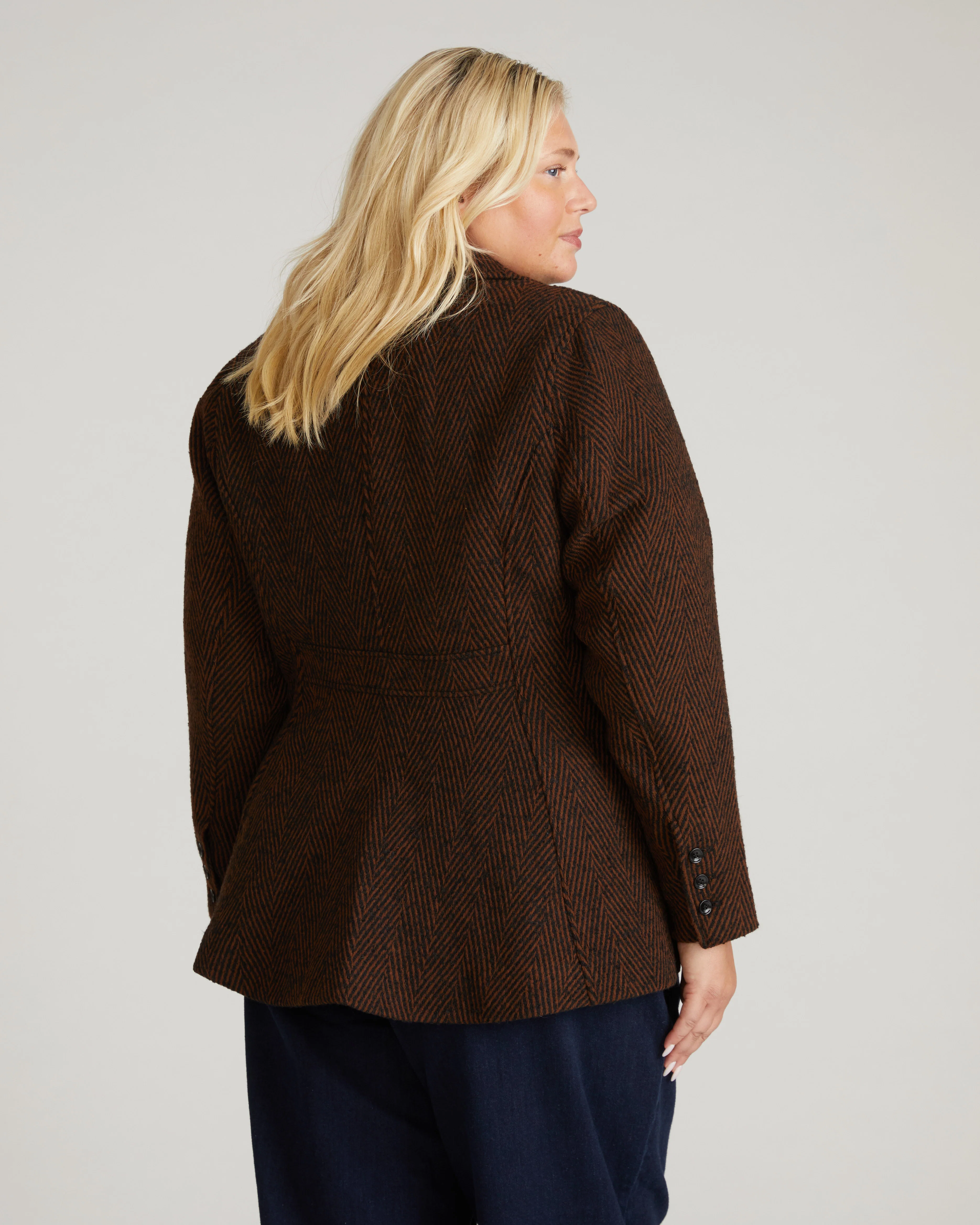 Kidjo Tailored Wool Jacket - Black/Brown Herringbone - Image 8