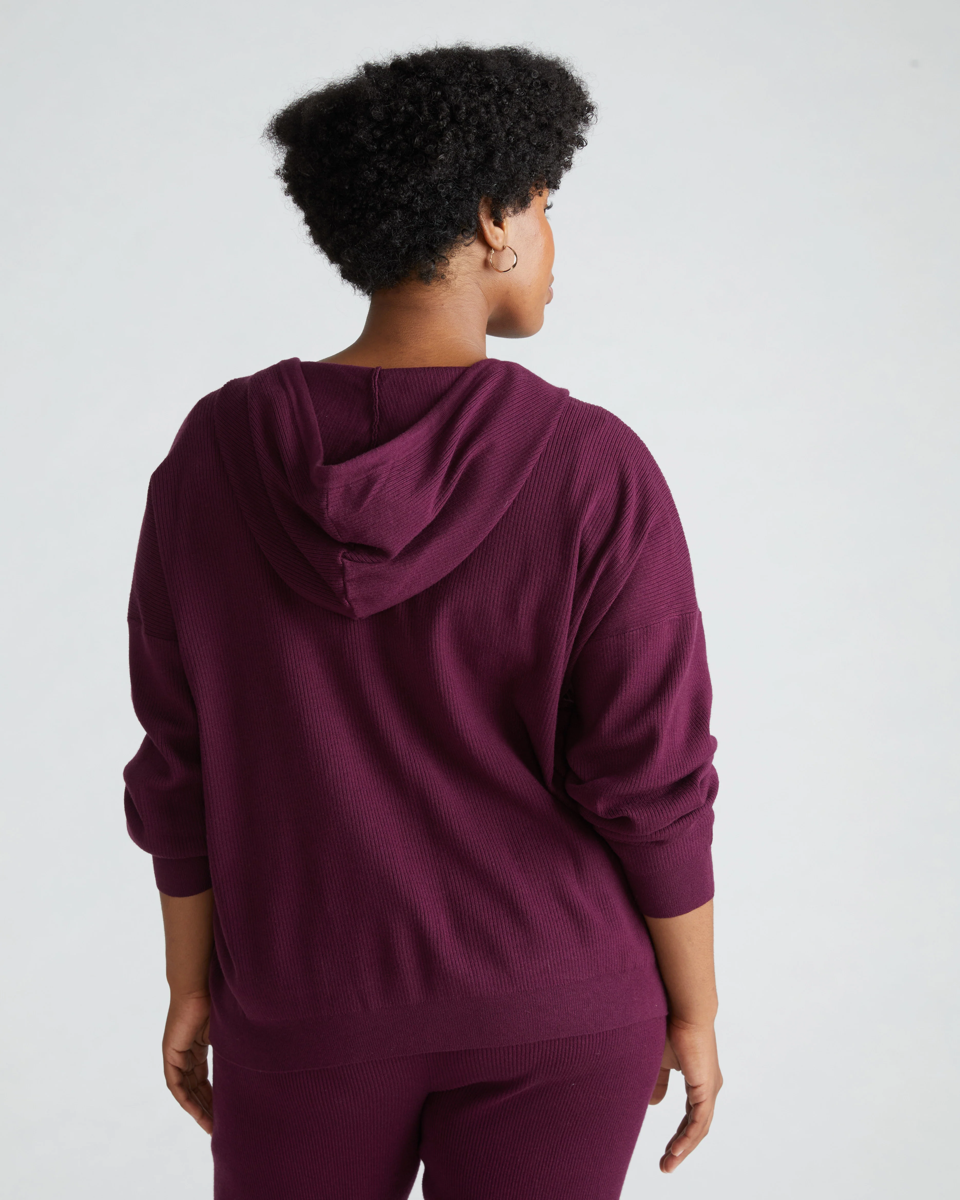 Knitted Mila Zip Hoodie - Acai - Image 5