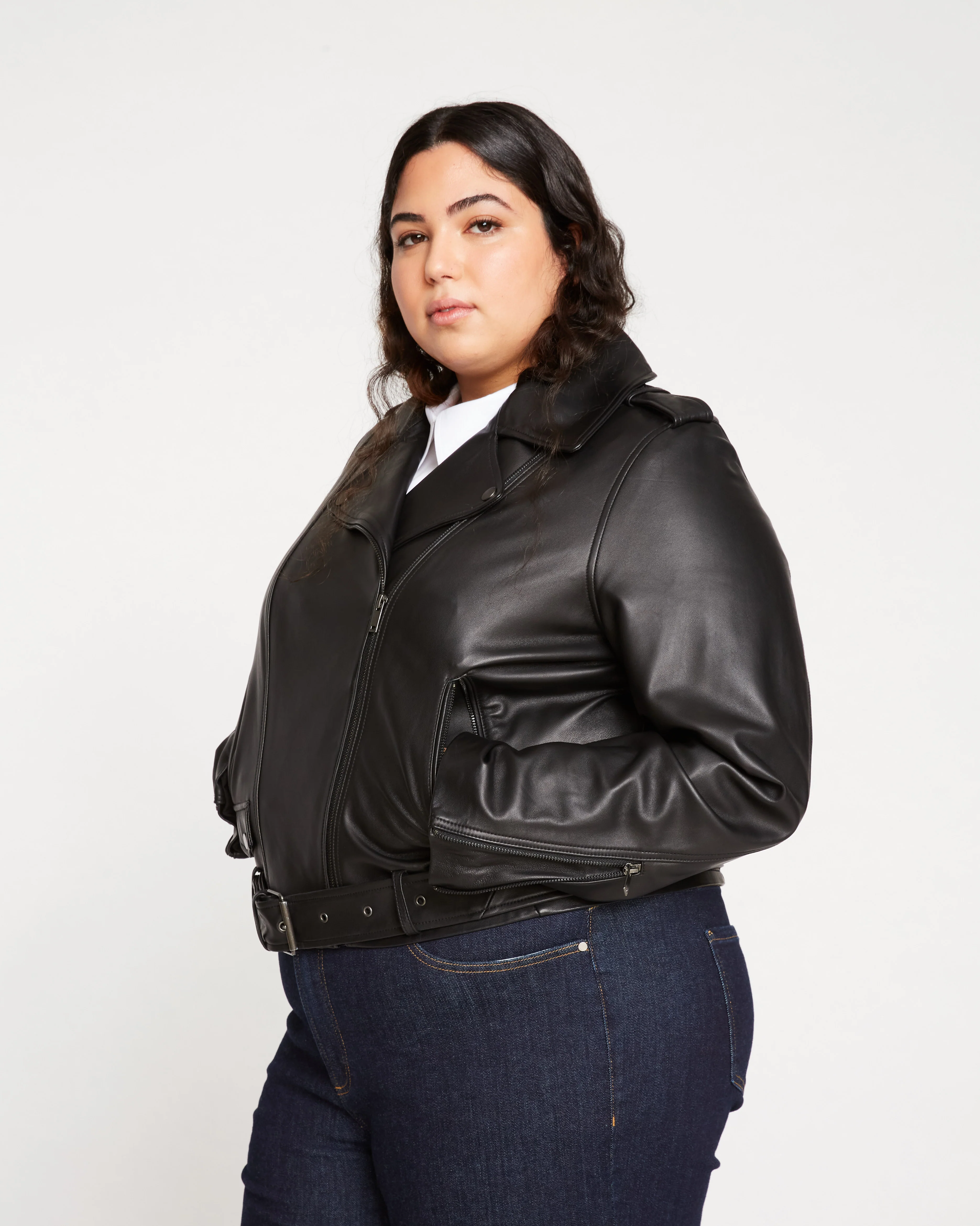 Leeron Leather Moto Jacket - Black - Image 6