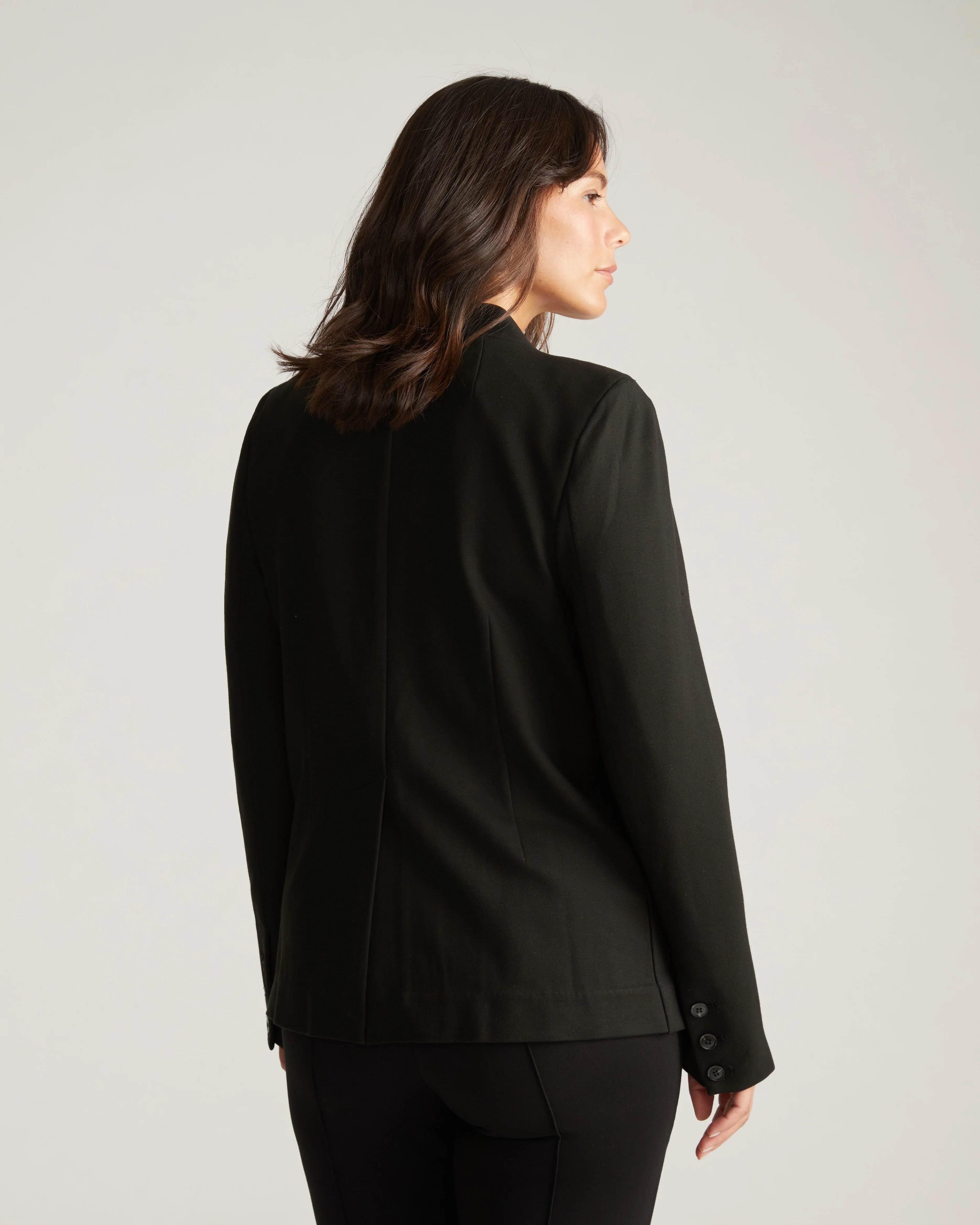 Lennox Collarless Ponte Blazer - Black - Image 3