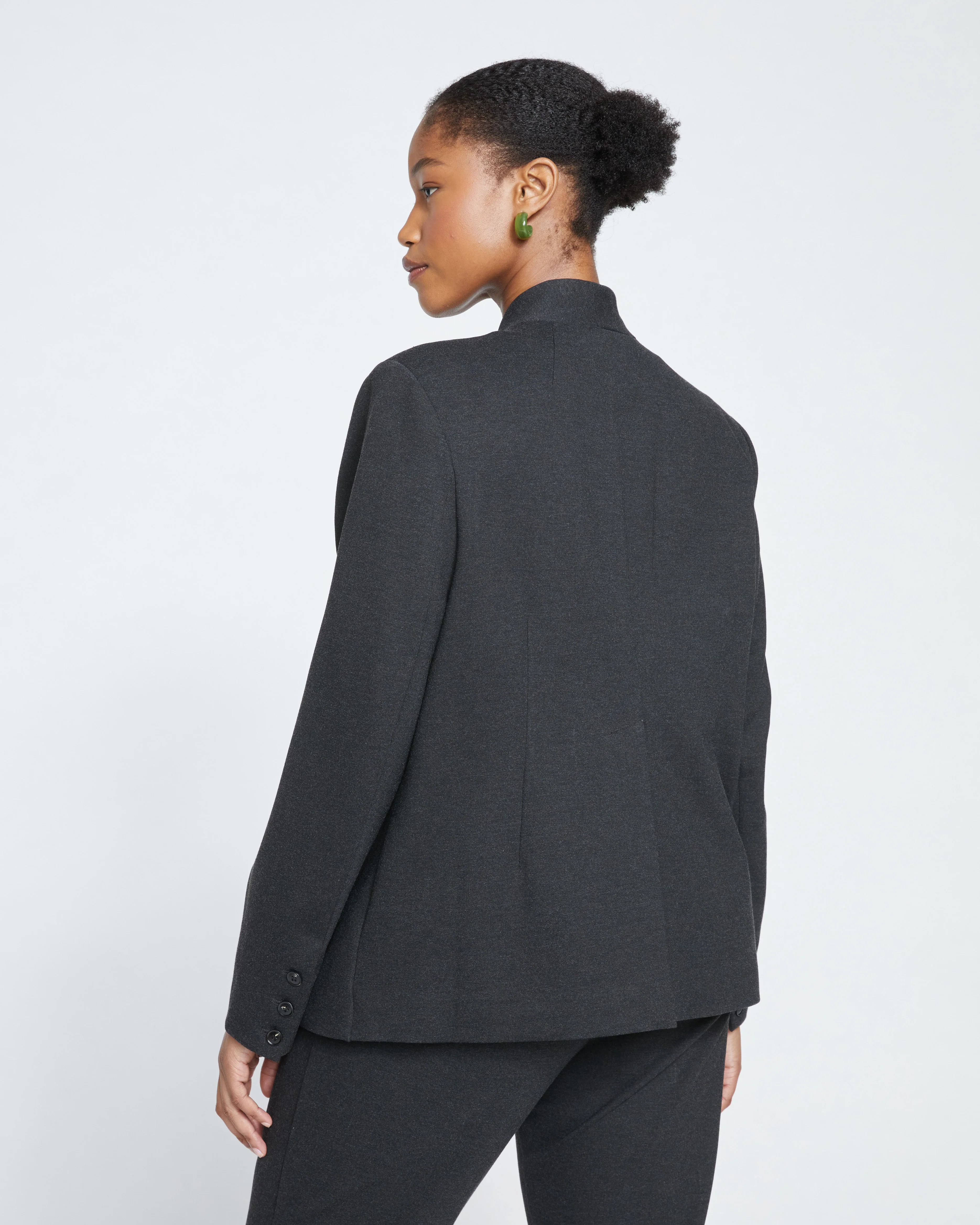 Lennox Collarless Ponte Blazer - Graphite - Image 5
