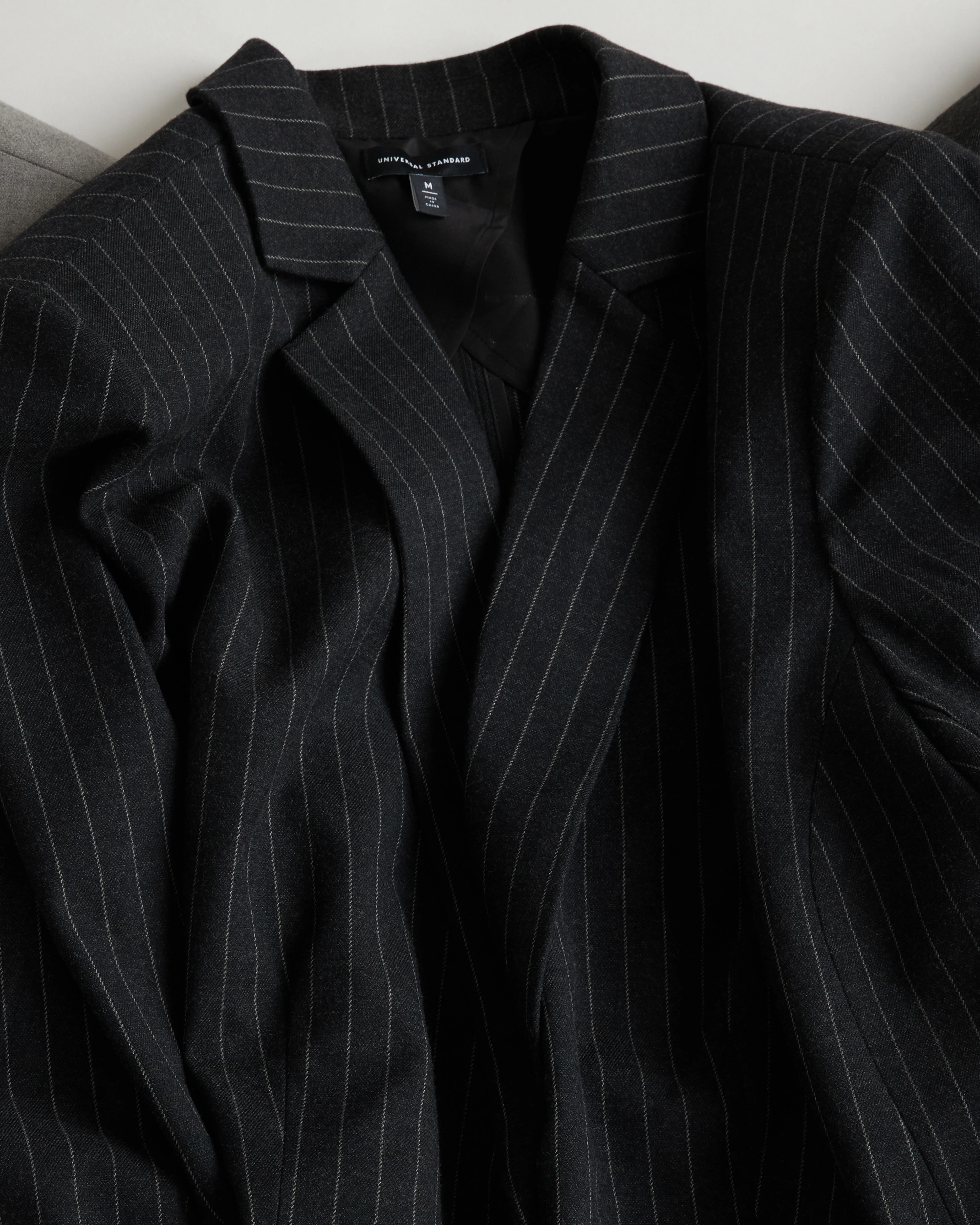 Lennox Collarless Ponte Blazer - Slate Pinstripe - Image 5