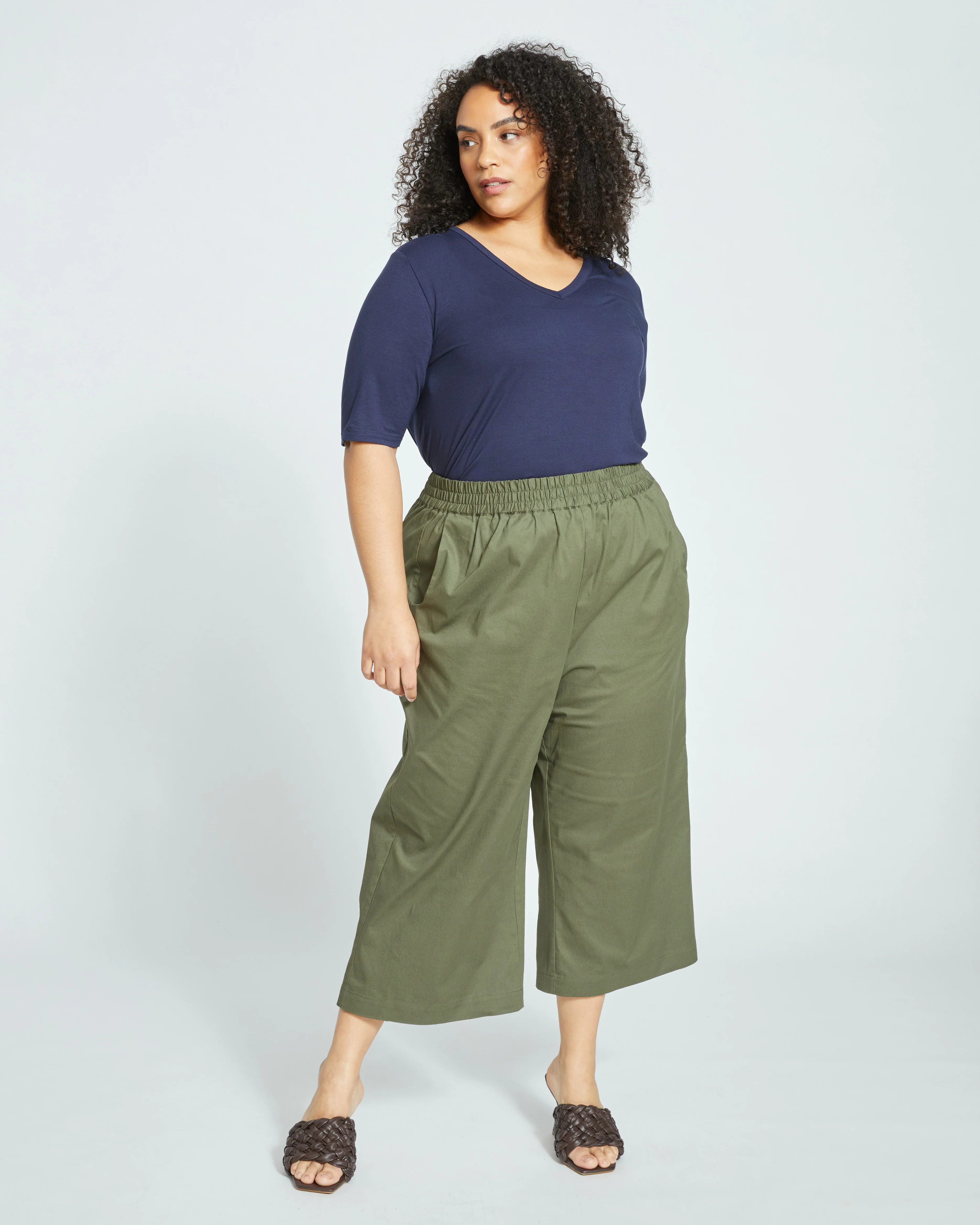 Lily Liquid Jersey V-Neck Stovepipe Tee - Midnight - Image 5