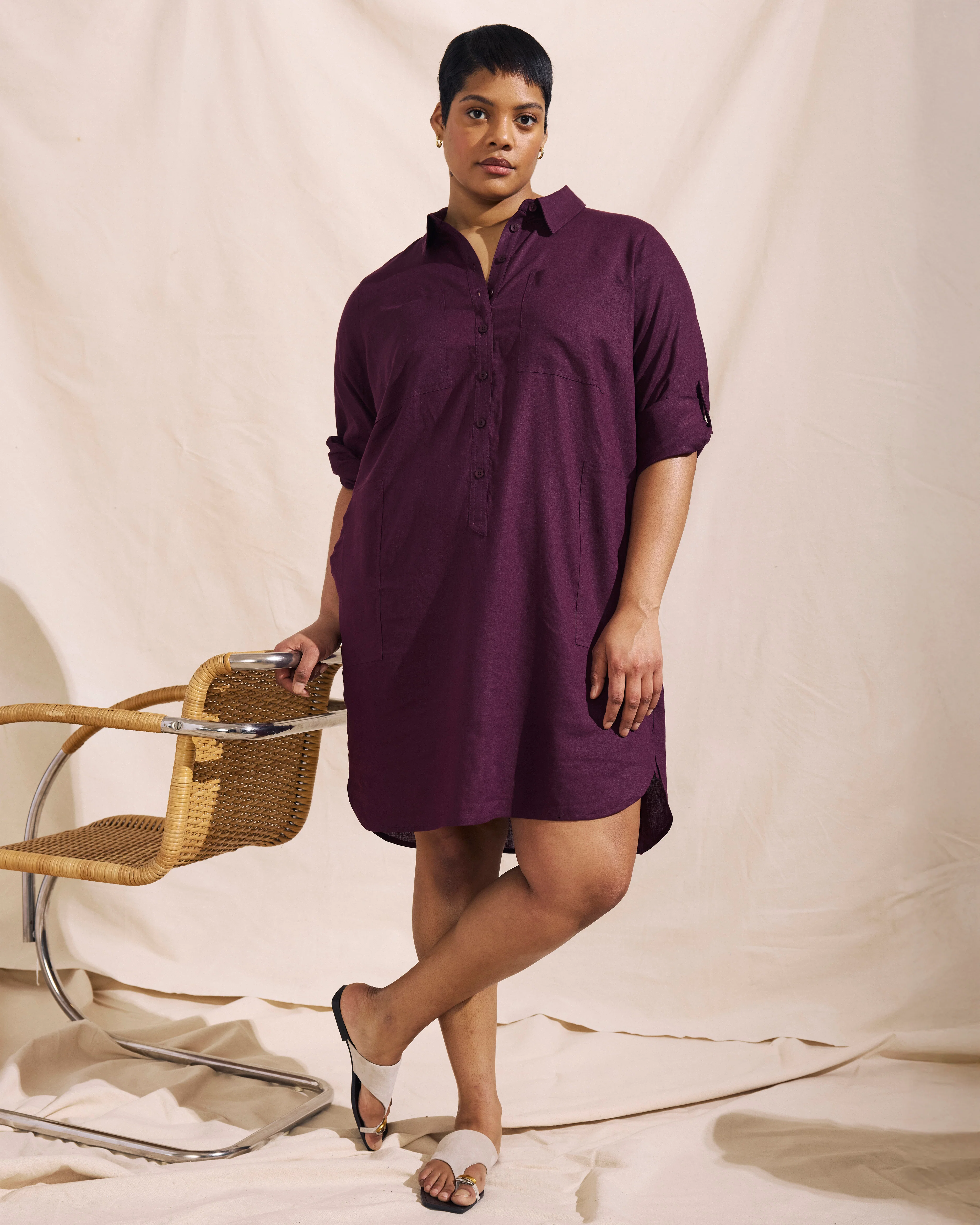 Linen Rubicon Shirtdress - Acai - Image 2