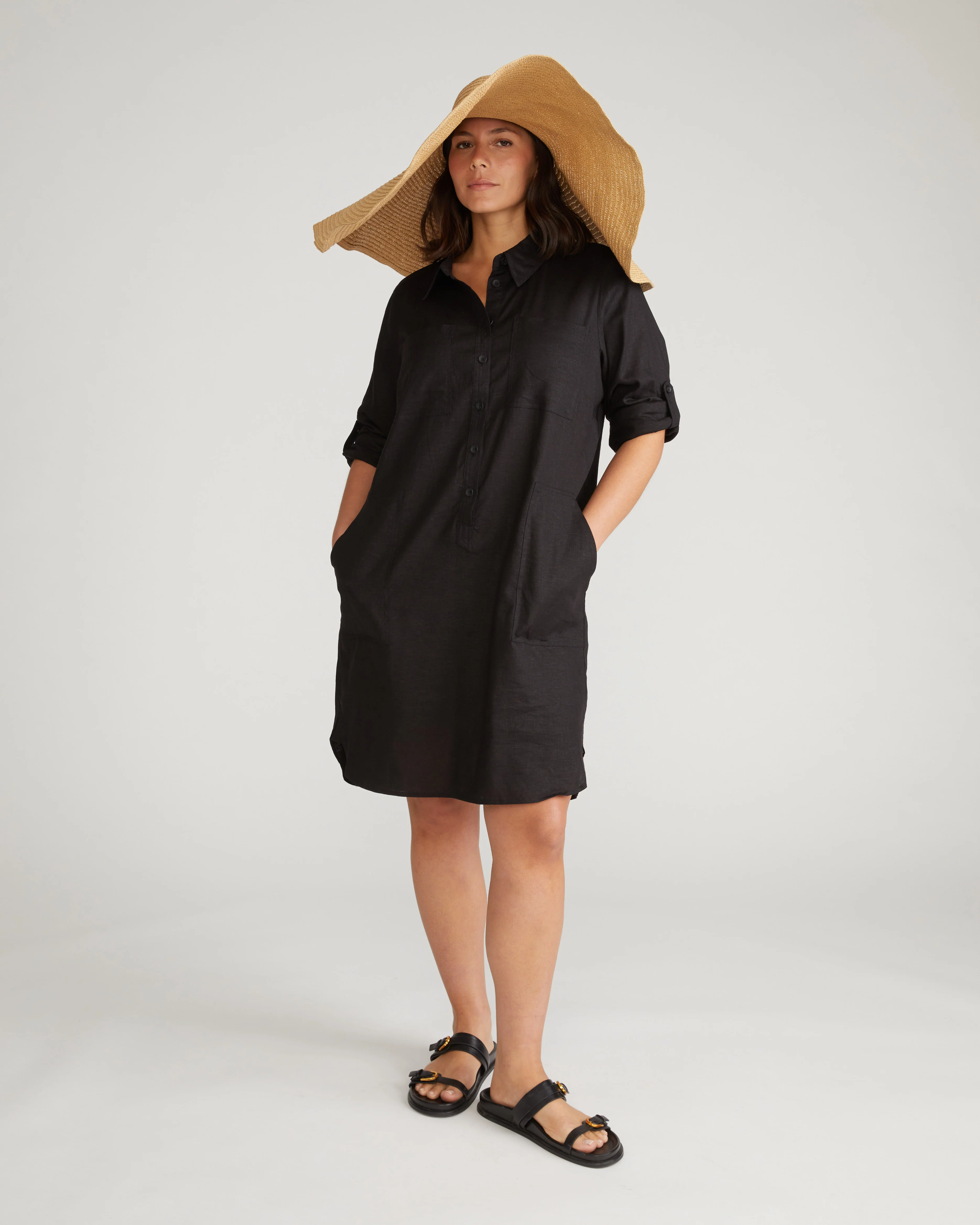 Linen Rubicon Shirtdress - Black - Image 2