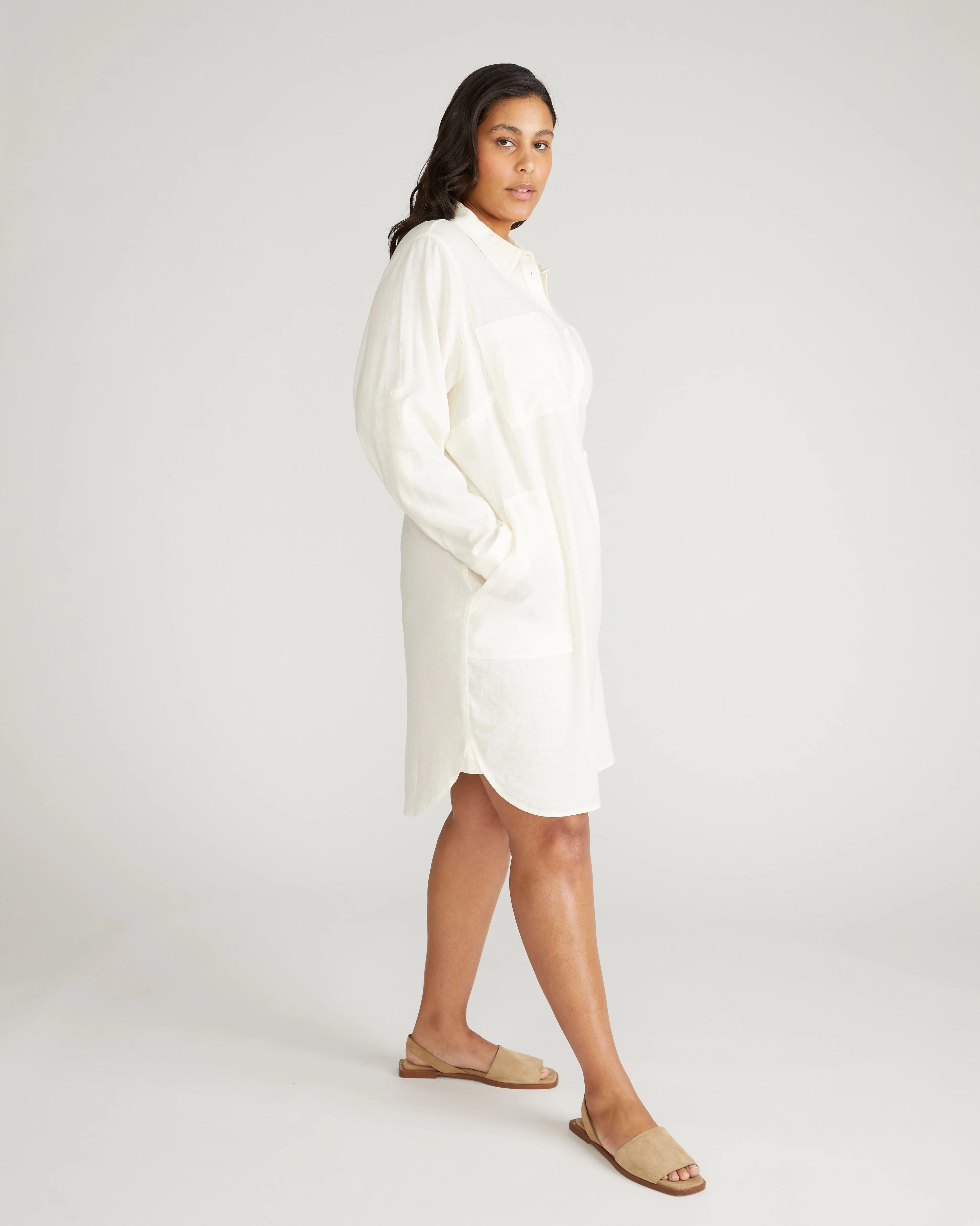 Linen Rubicon Shirtdress - Natural White - Image 2
