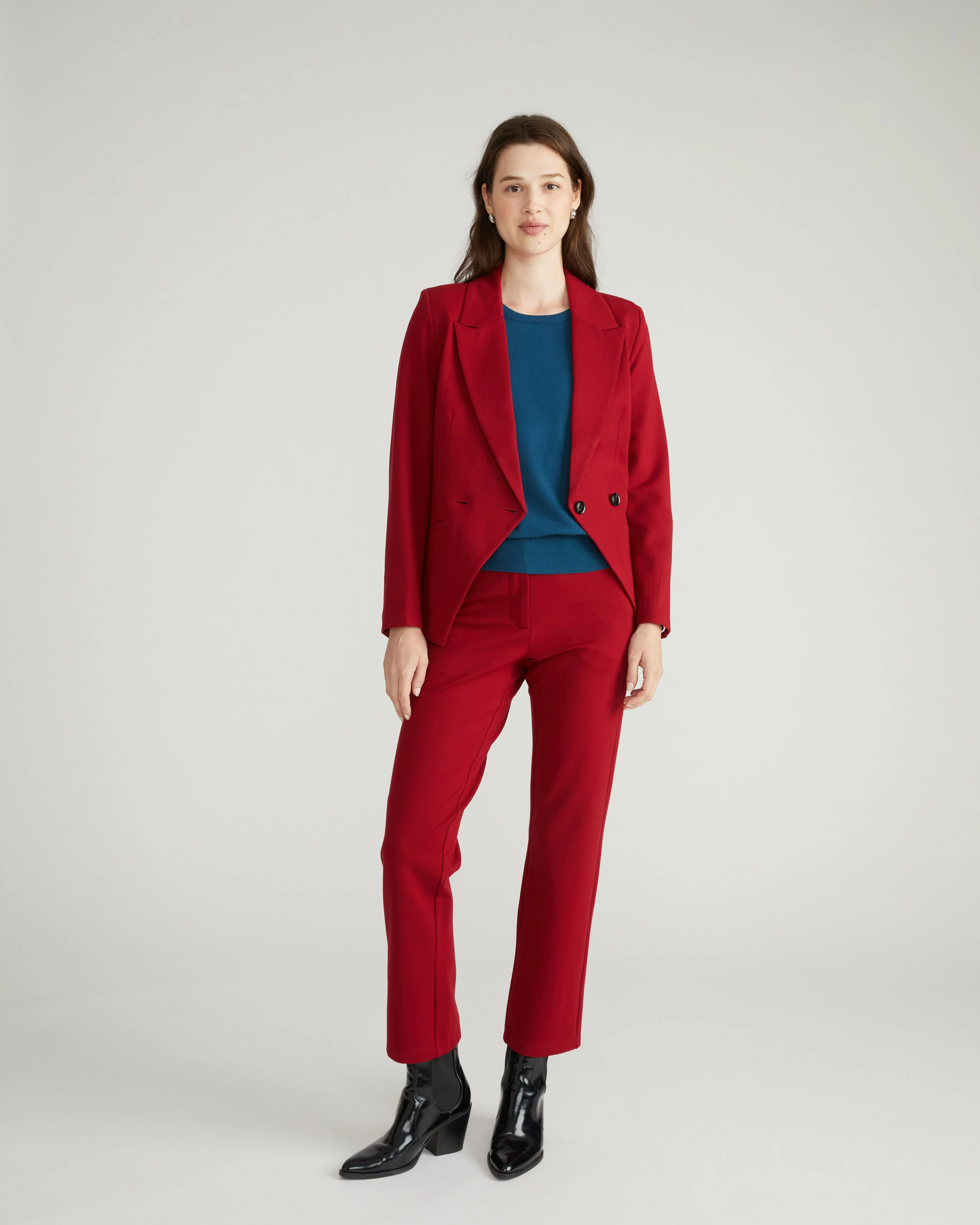 Long Cigarette Ponte Pants - Garnet - Image 3