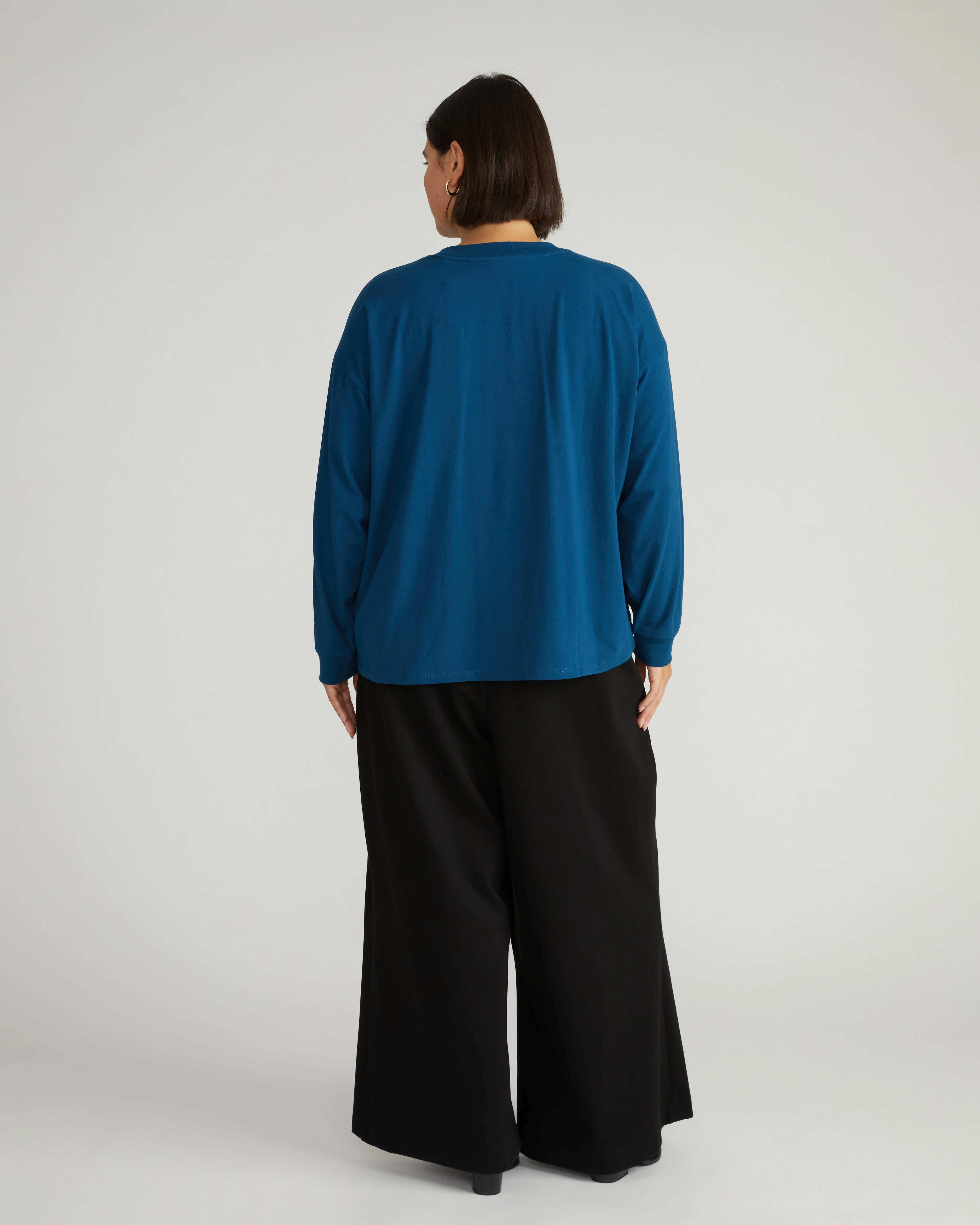 Long Sleeve Relaxed Tee - Deep Teal - Image 3