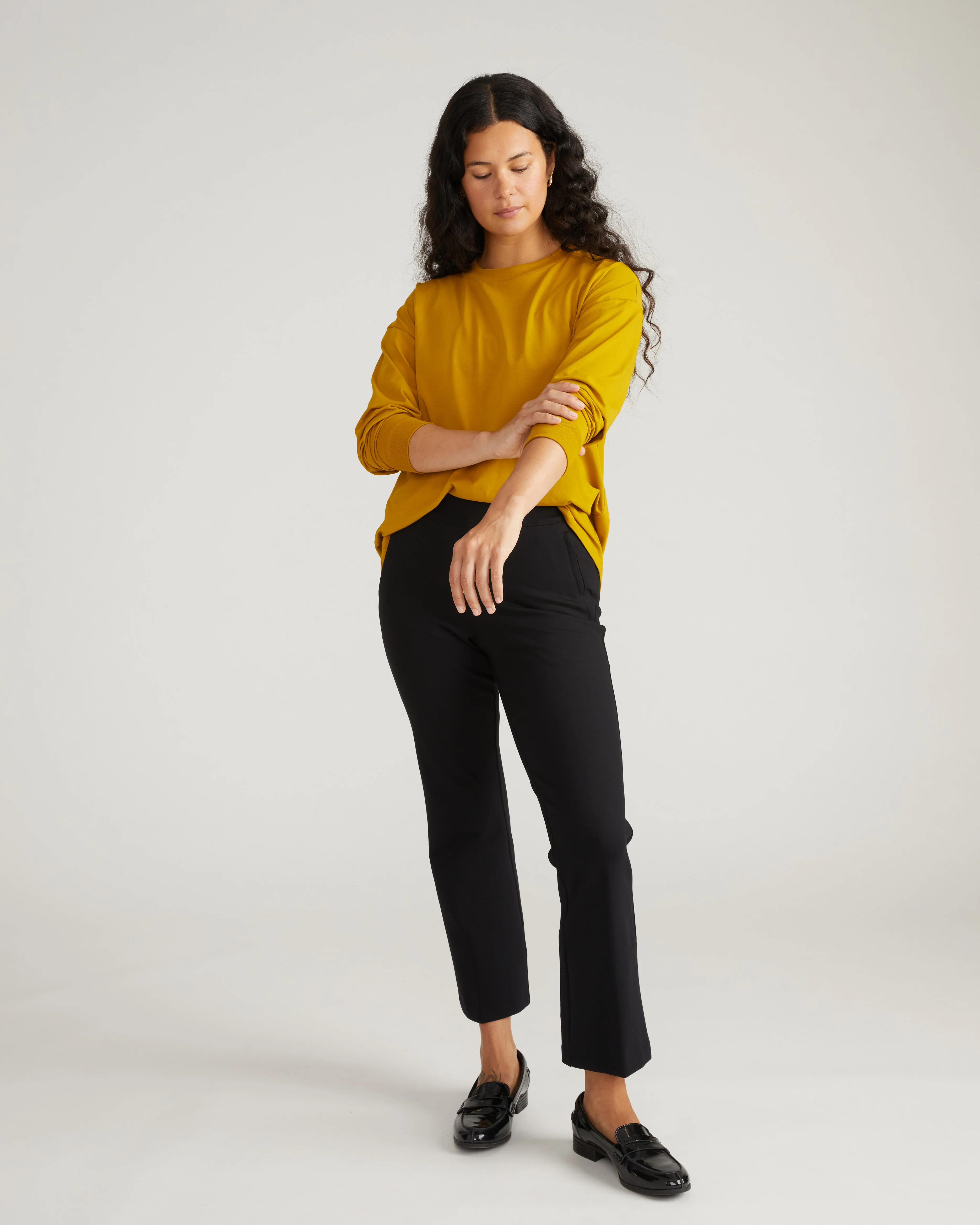 Long Sleeve Relaxed Tee - Mustard - Image 2