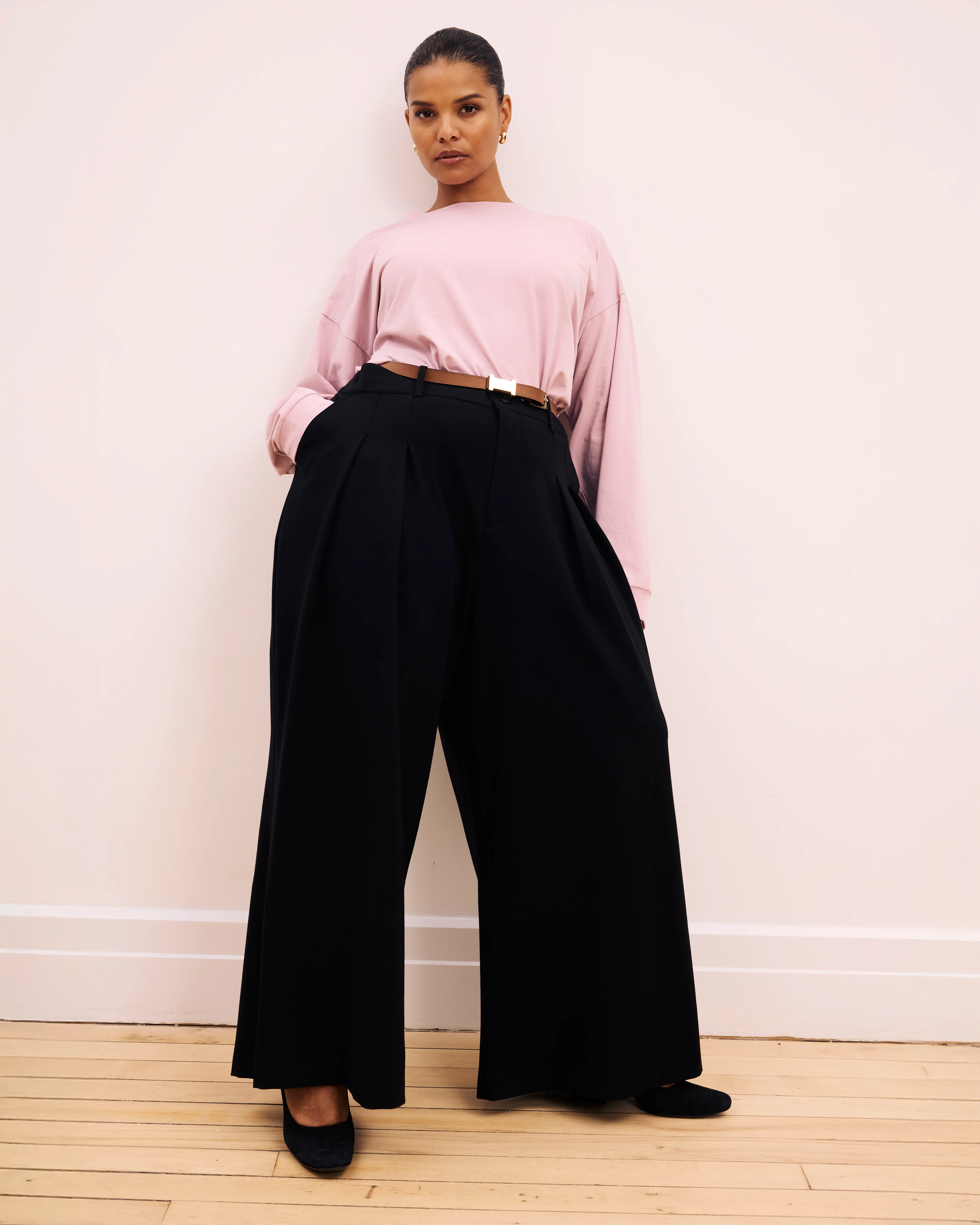 Long Sleeve Relaxed Tee - Pale Mauve - Image 3