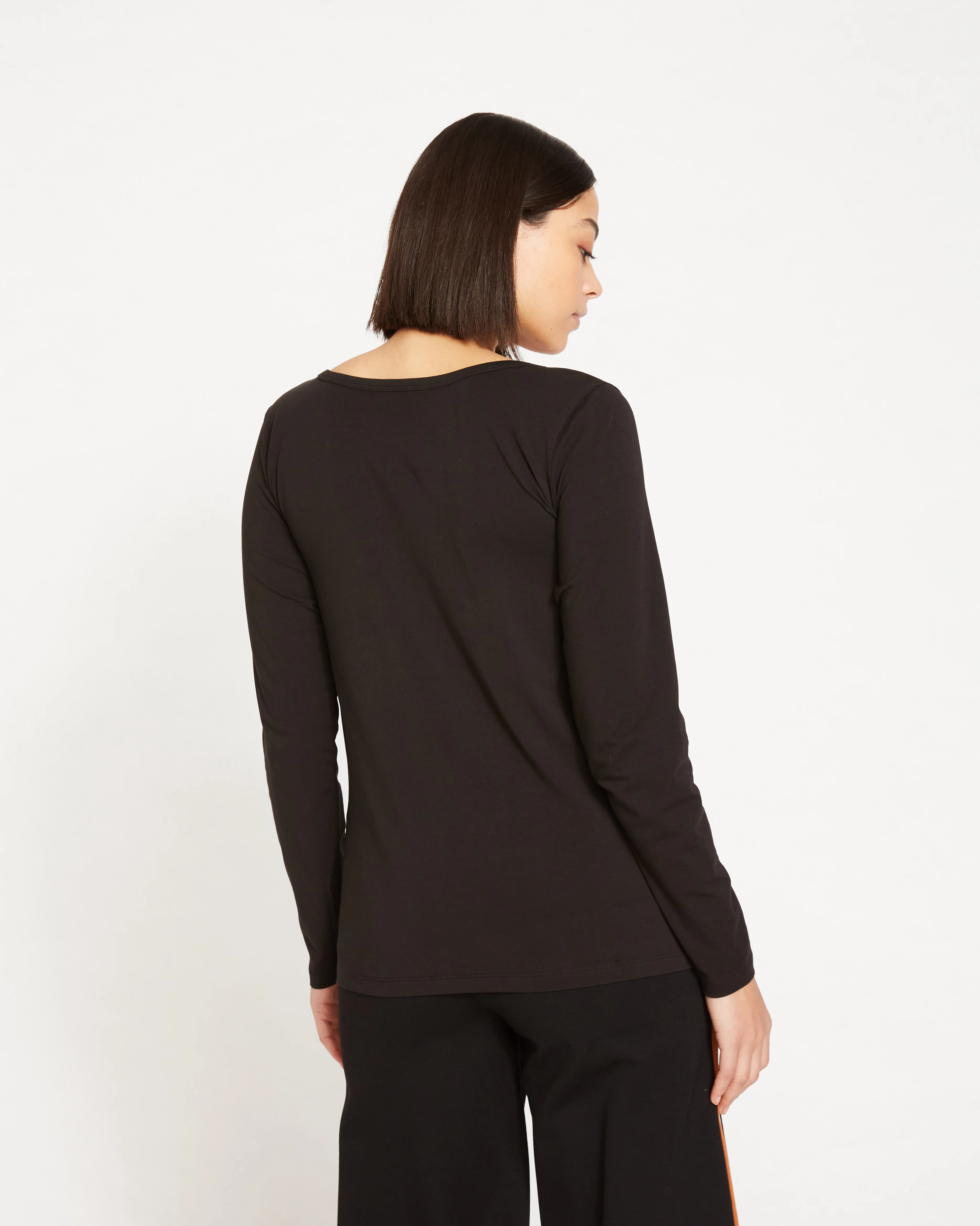 Long Sleeve Square Neck Tee - Black - Image 6
