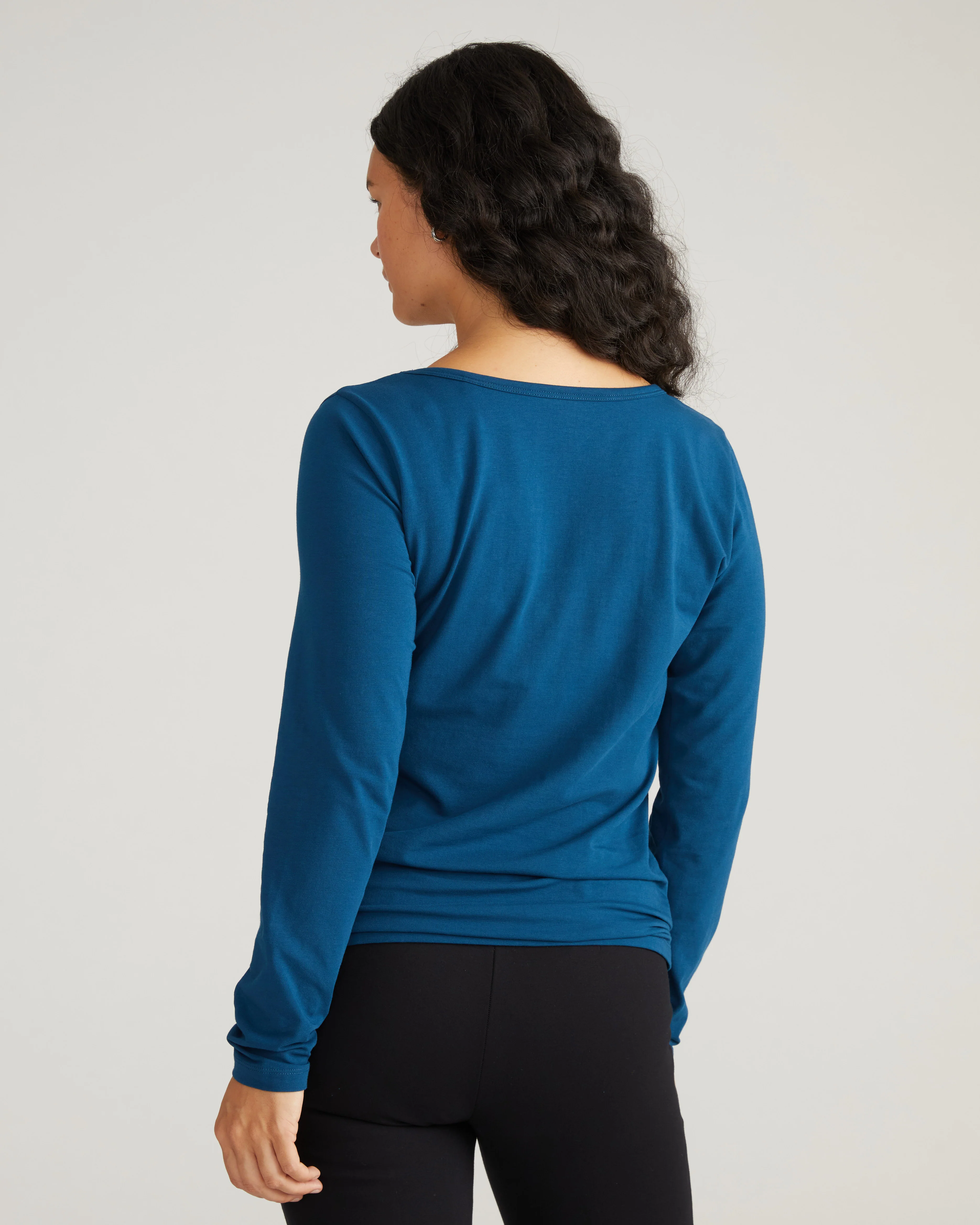 Long Sleeve Square Neck Tee - Deep Teal - Image 3