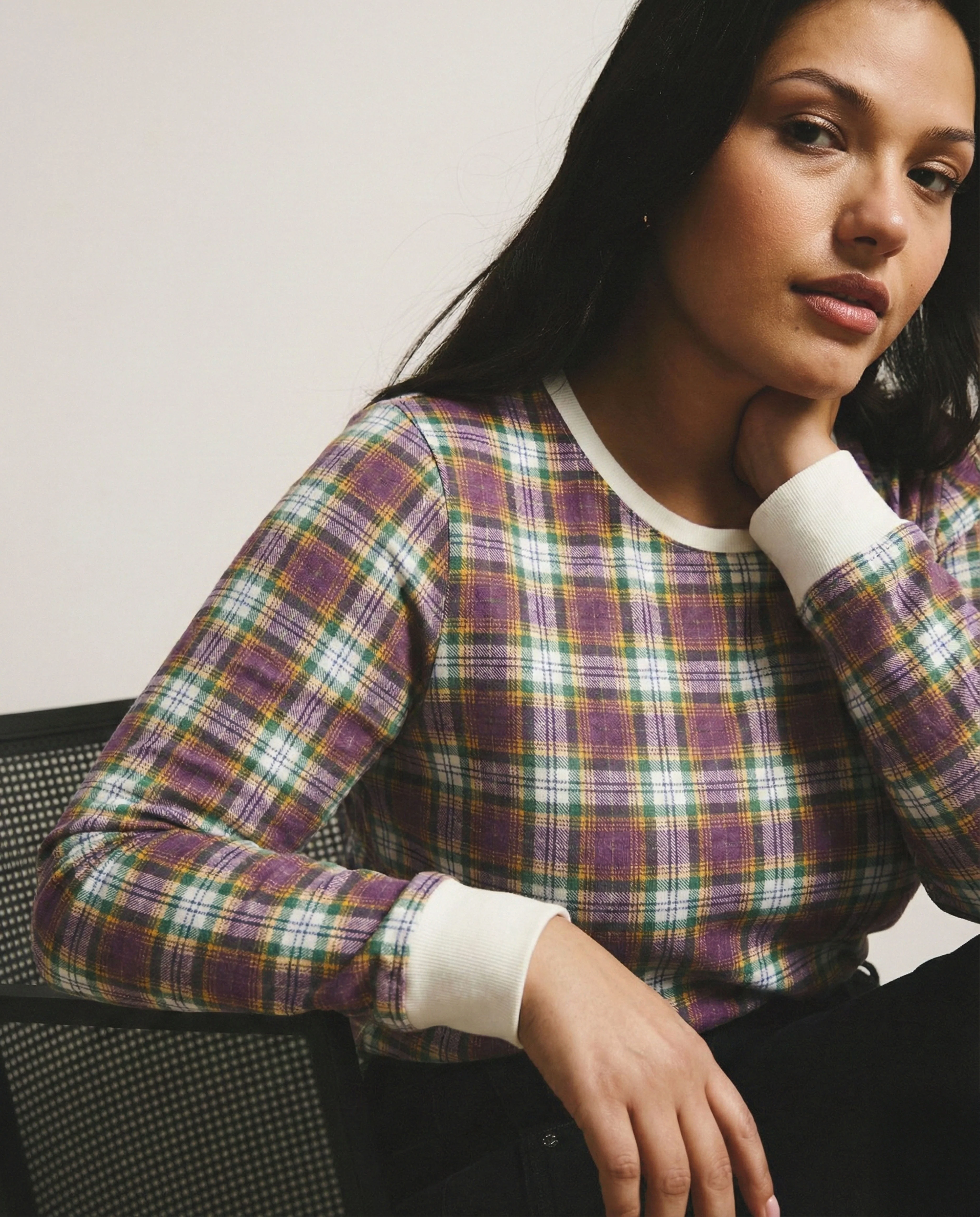 Long Sleeve Tee Rex - Purple Plaid