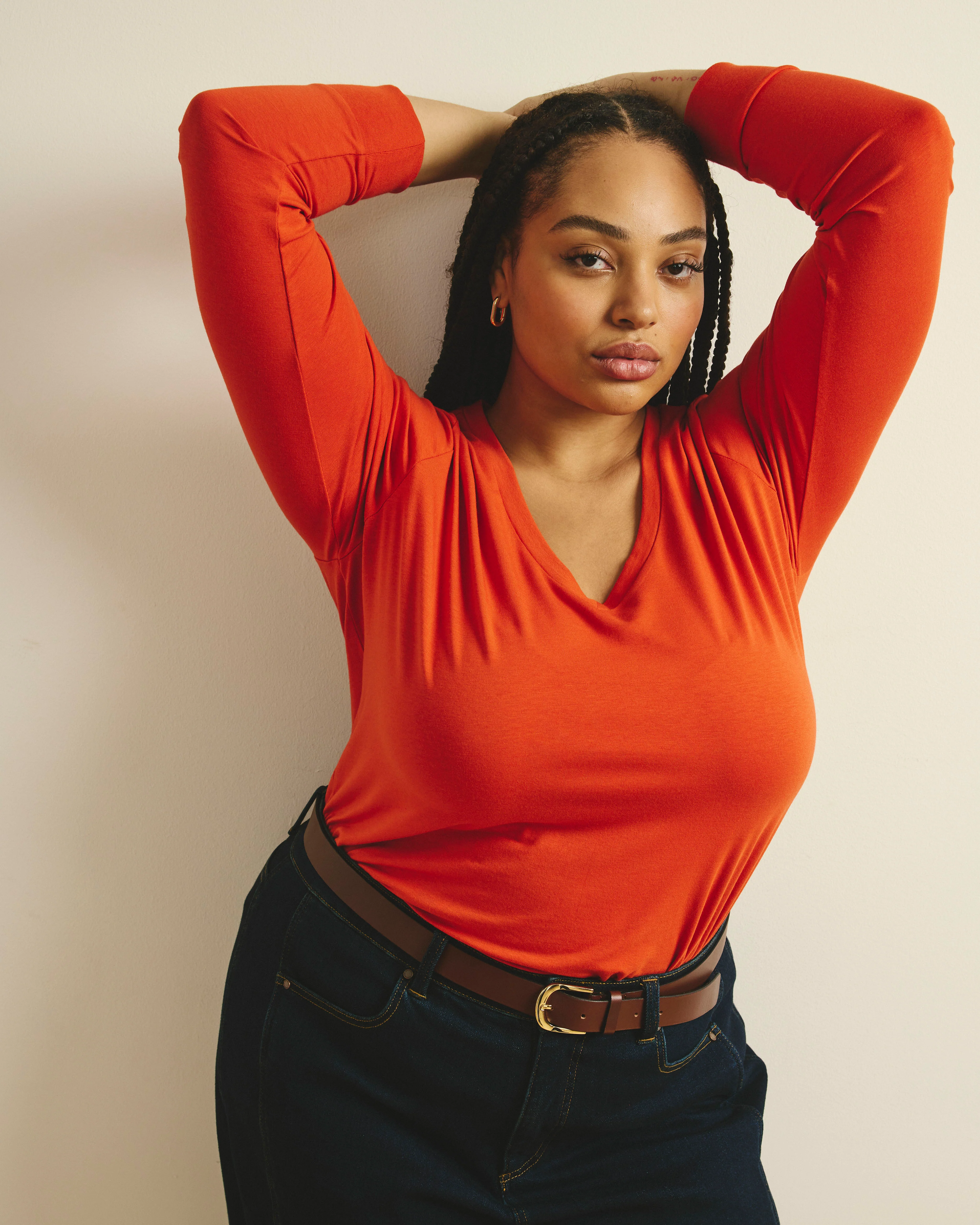 Long Sleeve V Rex - Orange Flame